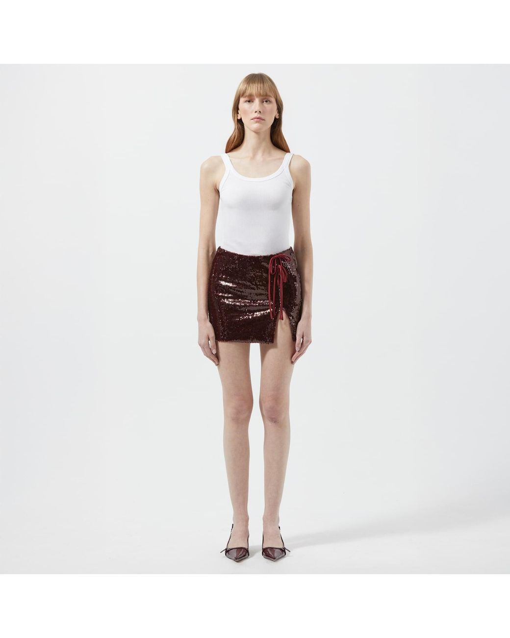 Herfetch Purple Neutrals Mini Bling Bling Skirt-Burgundy