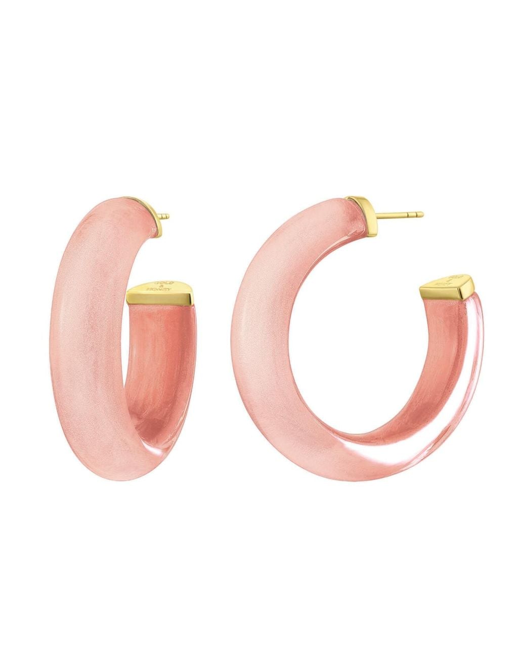 Gold & Honey Pink Rose Small Rose Illusion Hoop Earrings