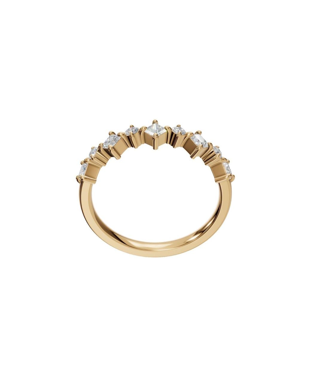 Aya Fine Jewelry Metallic Nova Princess & Round Lab Grown Diamond Stacking Band Ring