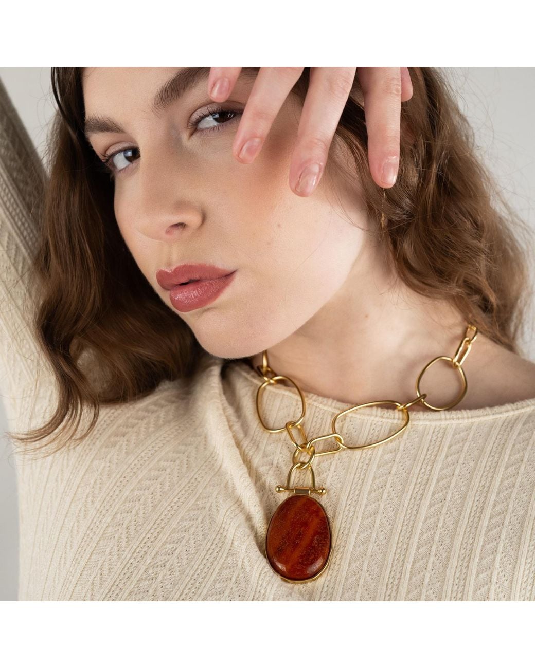 Rare Matters Jewelry White Aventurine Pendant Necklace