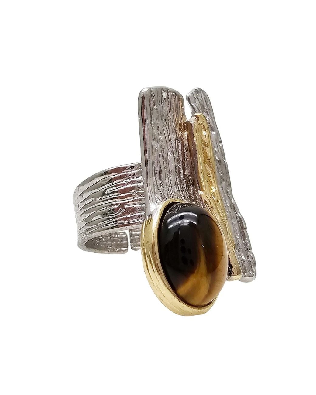 Farra Brown Tiger Eye Stone Statement Ring