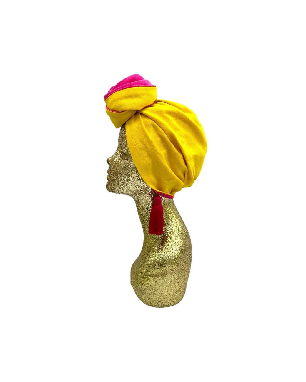 Julia Clancey Pink Edith Sunshine Reversible Tassel Linen Turban