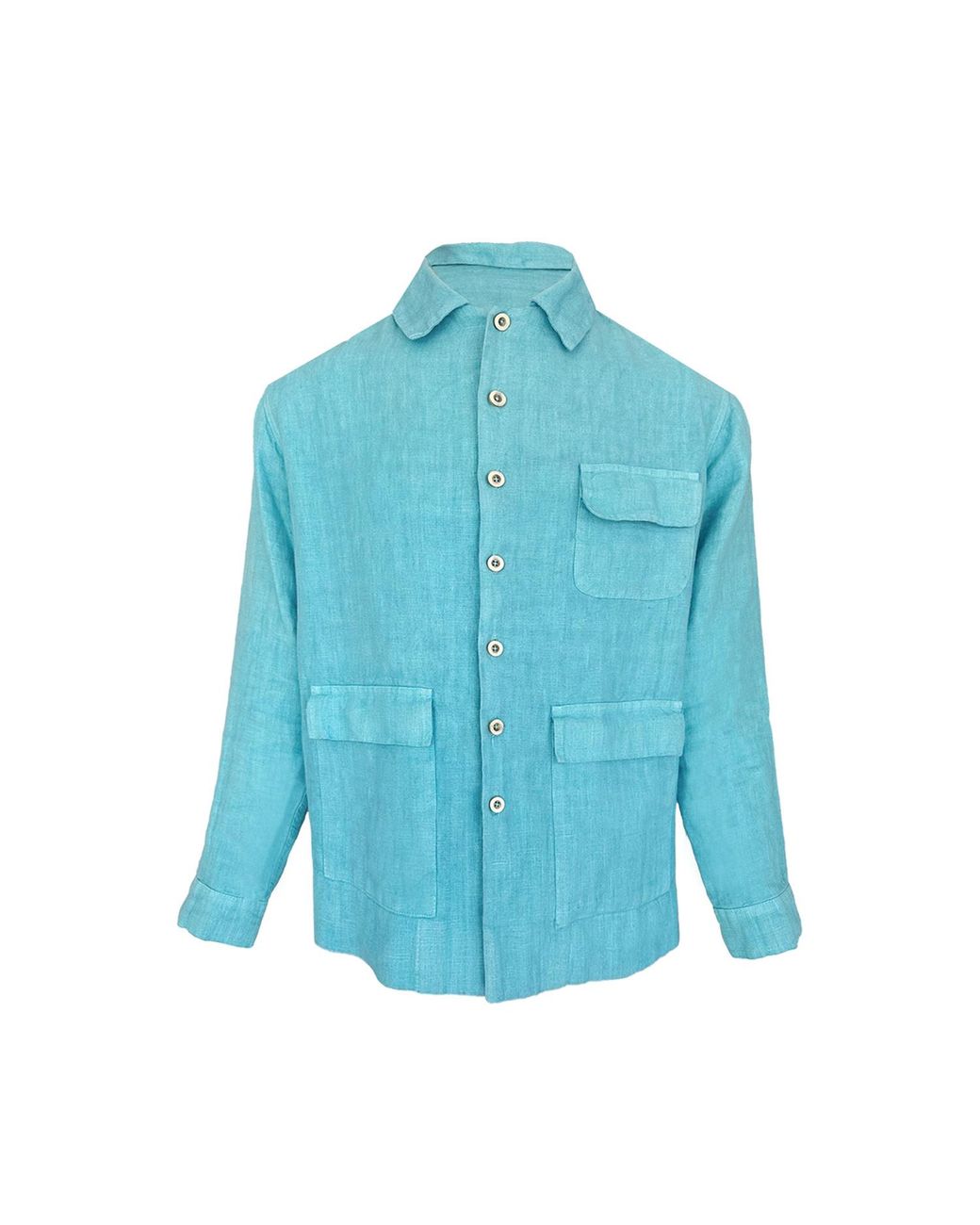 Haris Cotton Blue Linen Jacket With Front Pockets Crystal for men