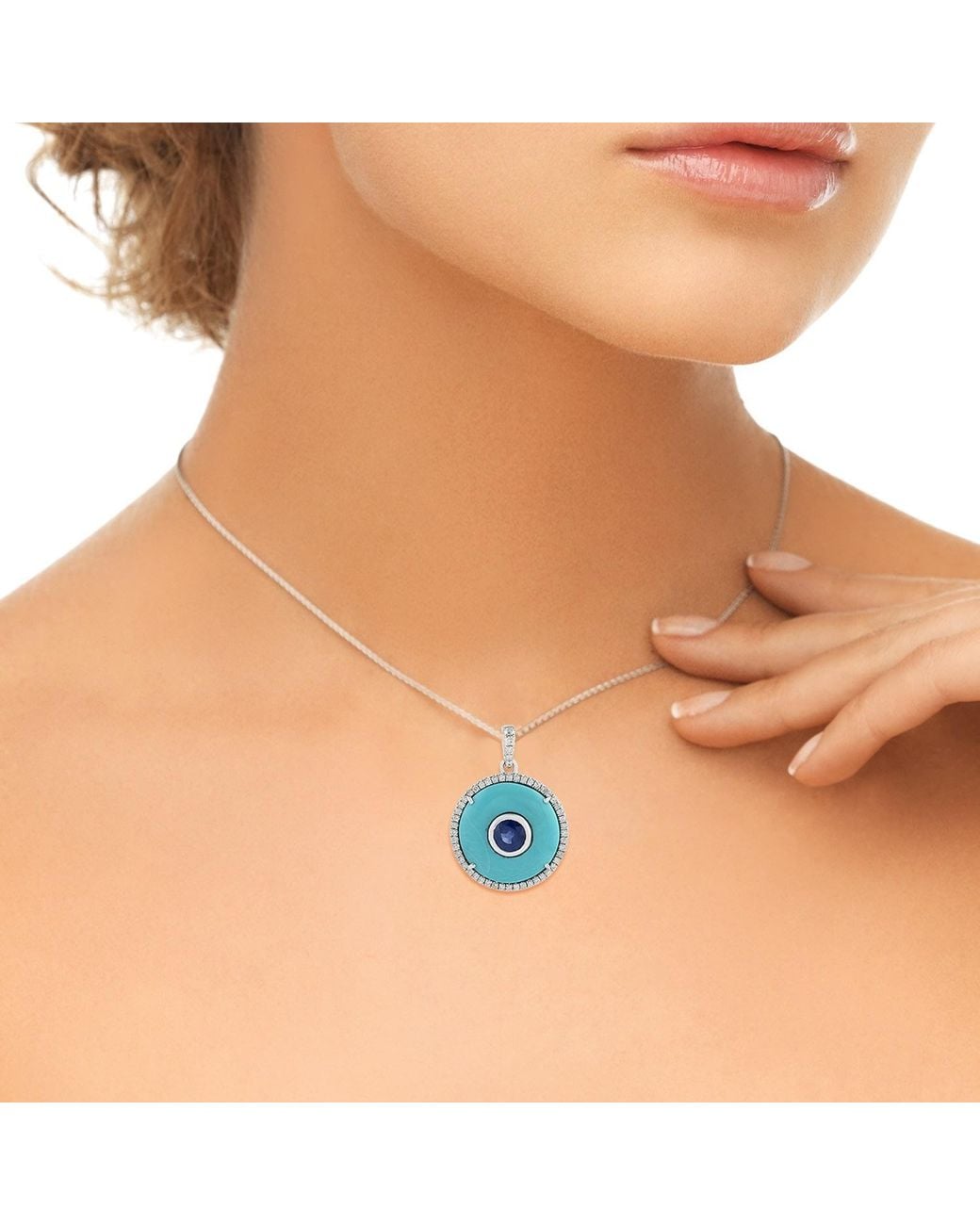 Artisan Blue 18K, Sapphire & Diamond Halo Pendant