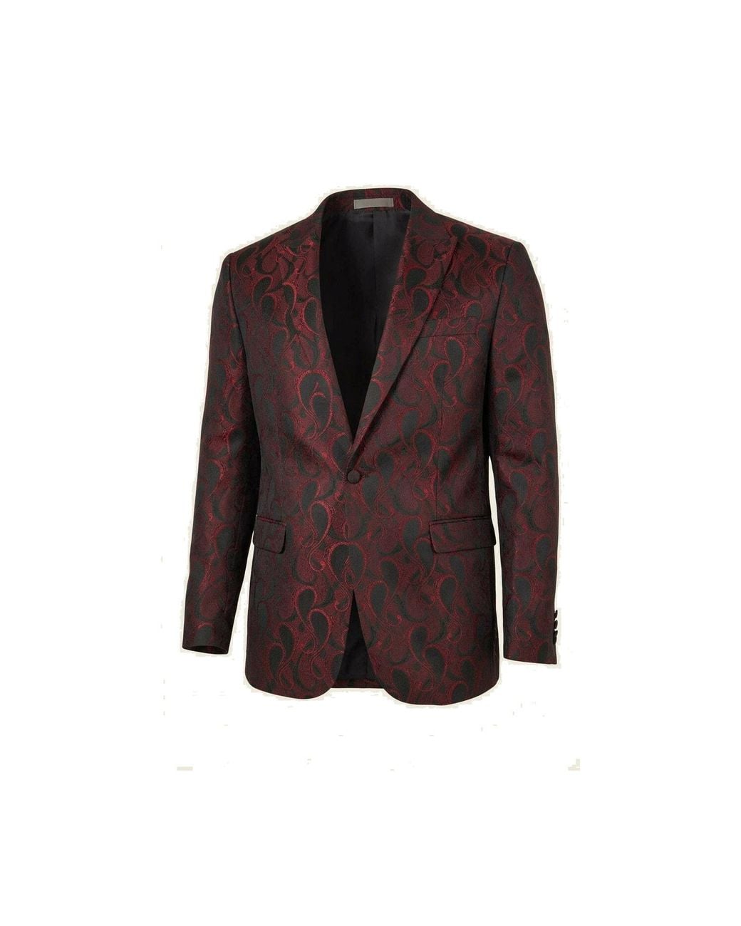 Ron Tomson Brown Peak Lapel Paisley Jacquard Tuxedo Jacket for men