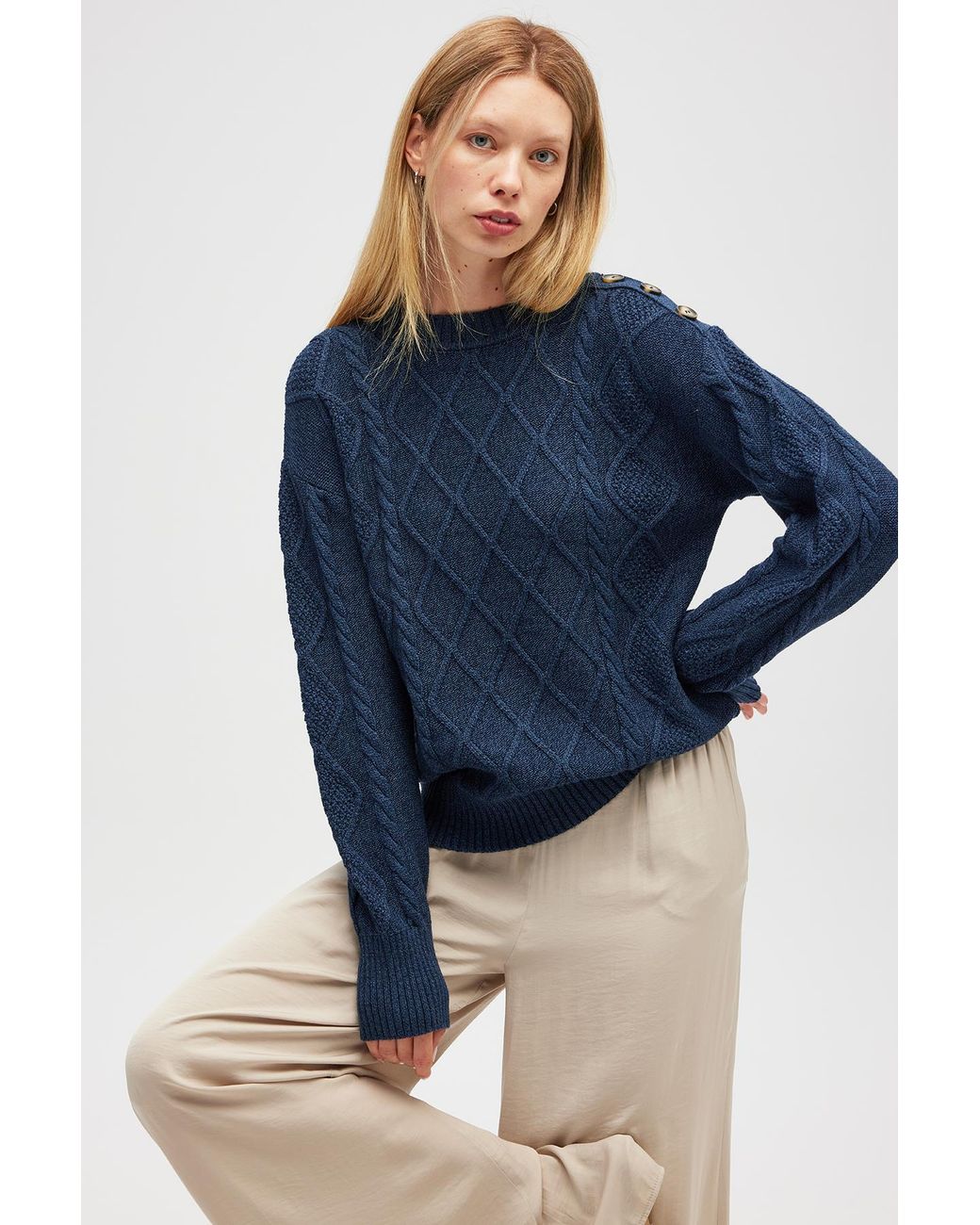 Peraluna Blue Daphne Cable Knit Jumper