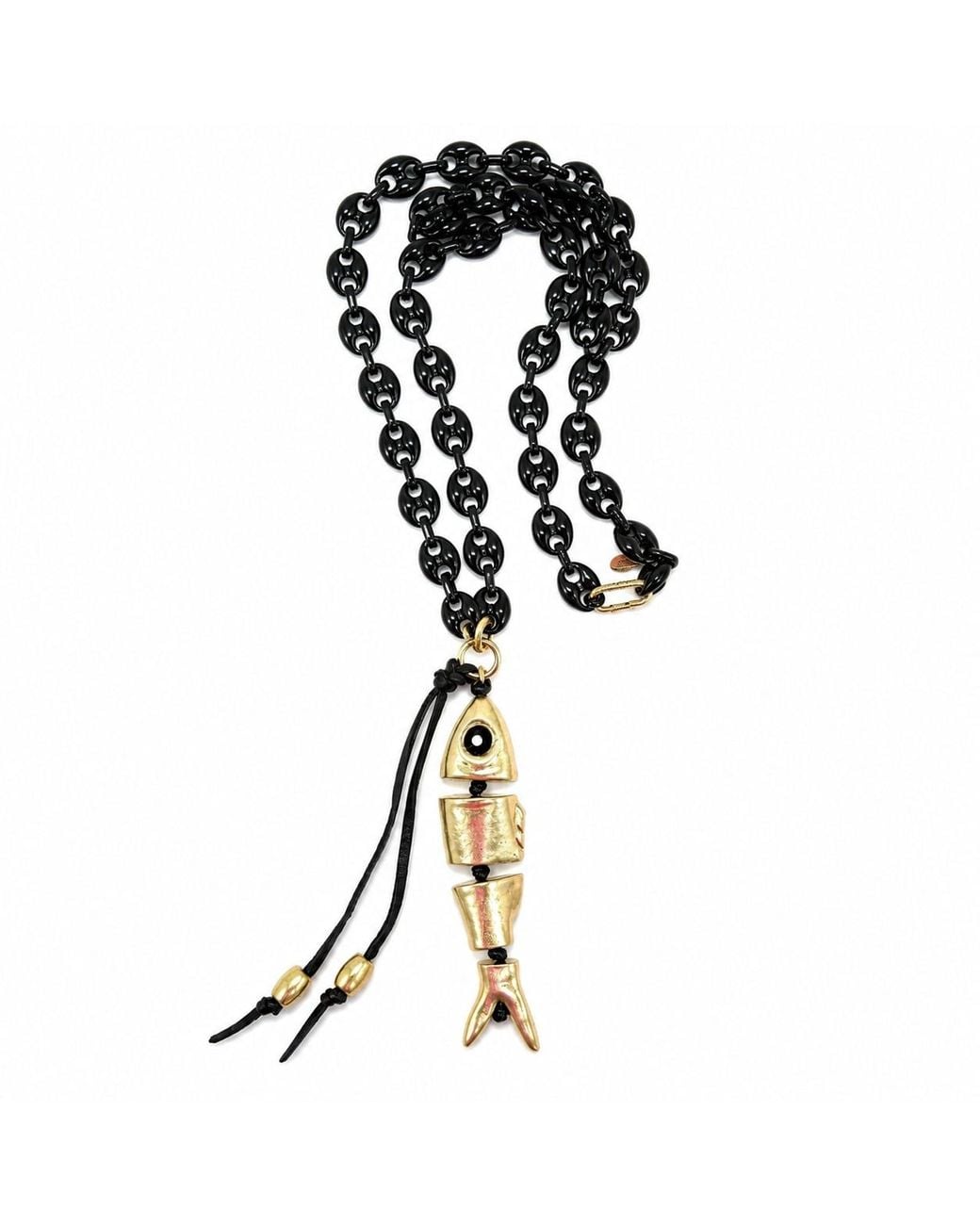 Persia Dona Jewelry Metallic Giant Fish X Link Necklace