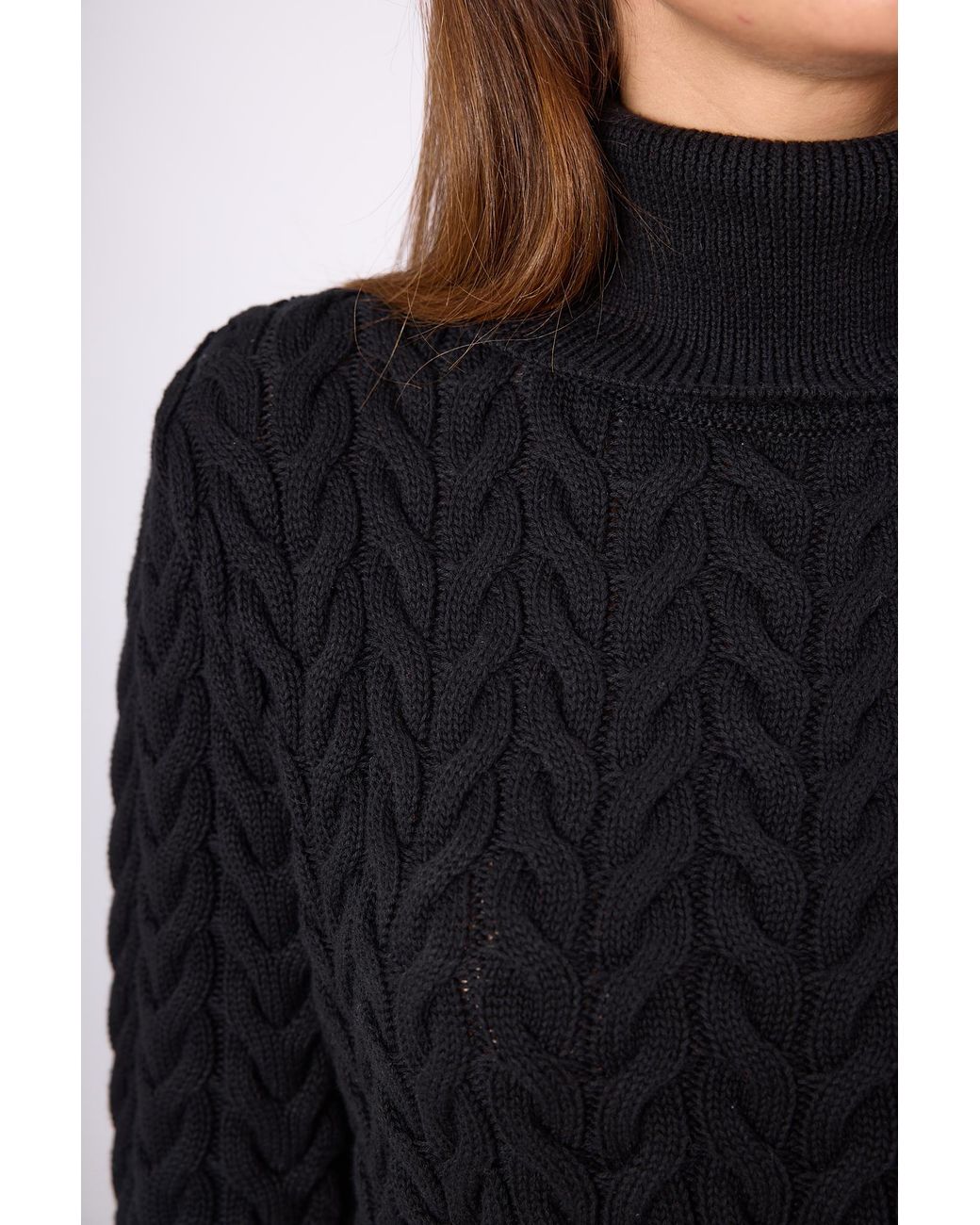Peraluna Black Scarlett Cable Knit Crop Jumper