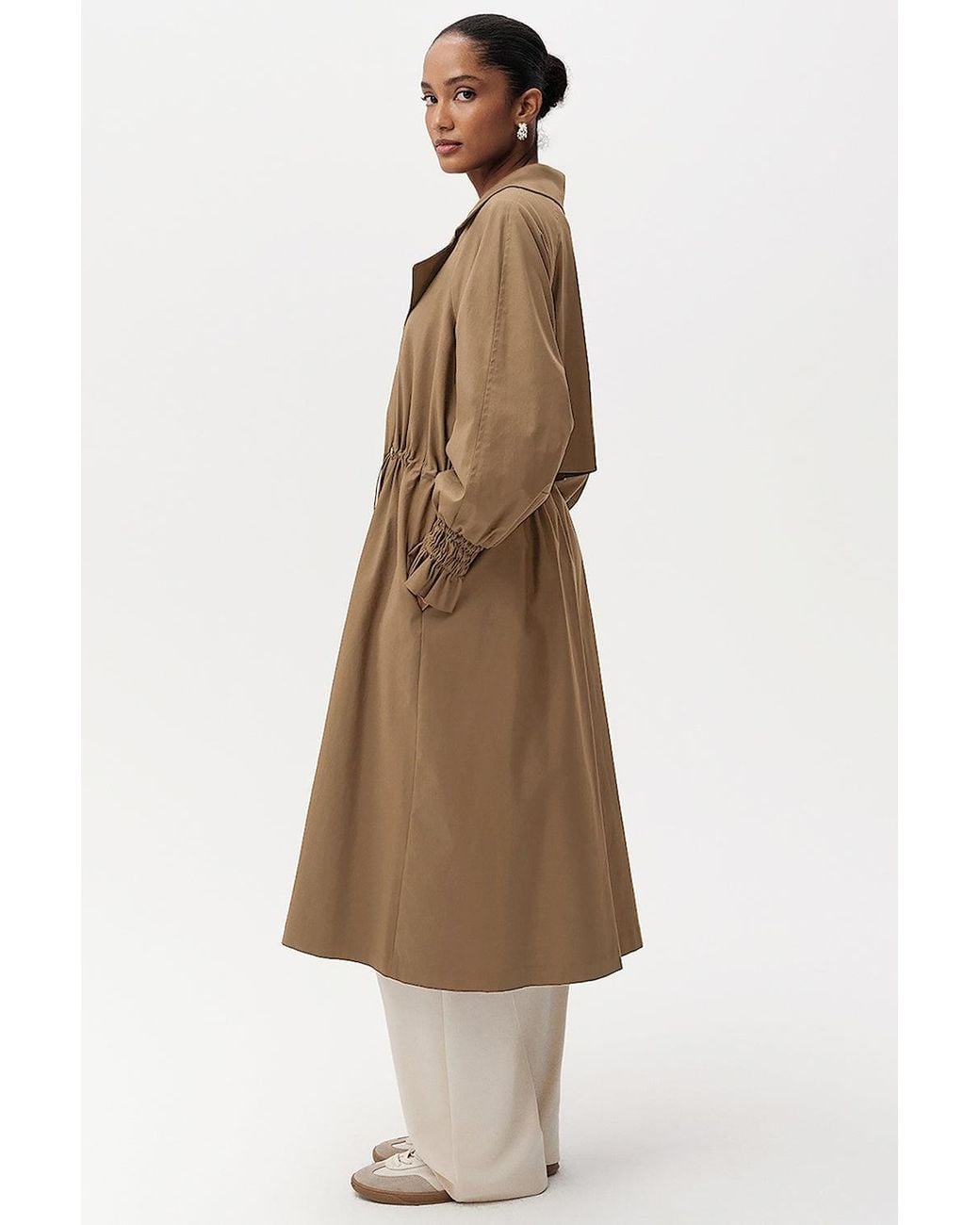 Exquise Natural Daniele Trench Coat Belted Midi Trenchcoat