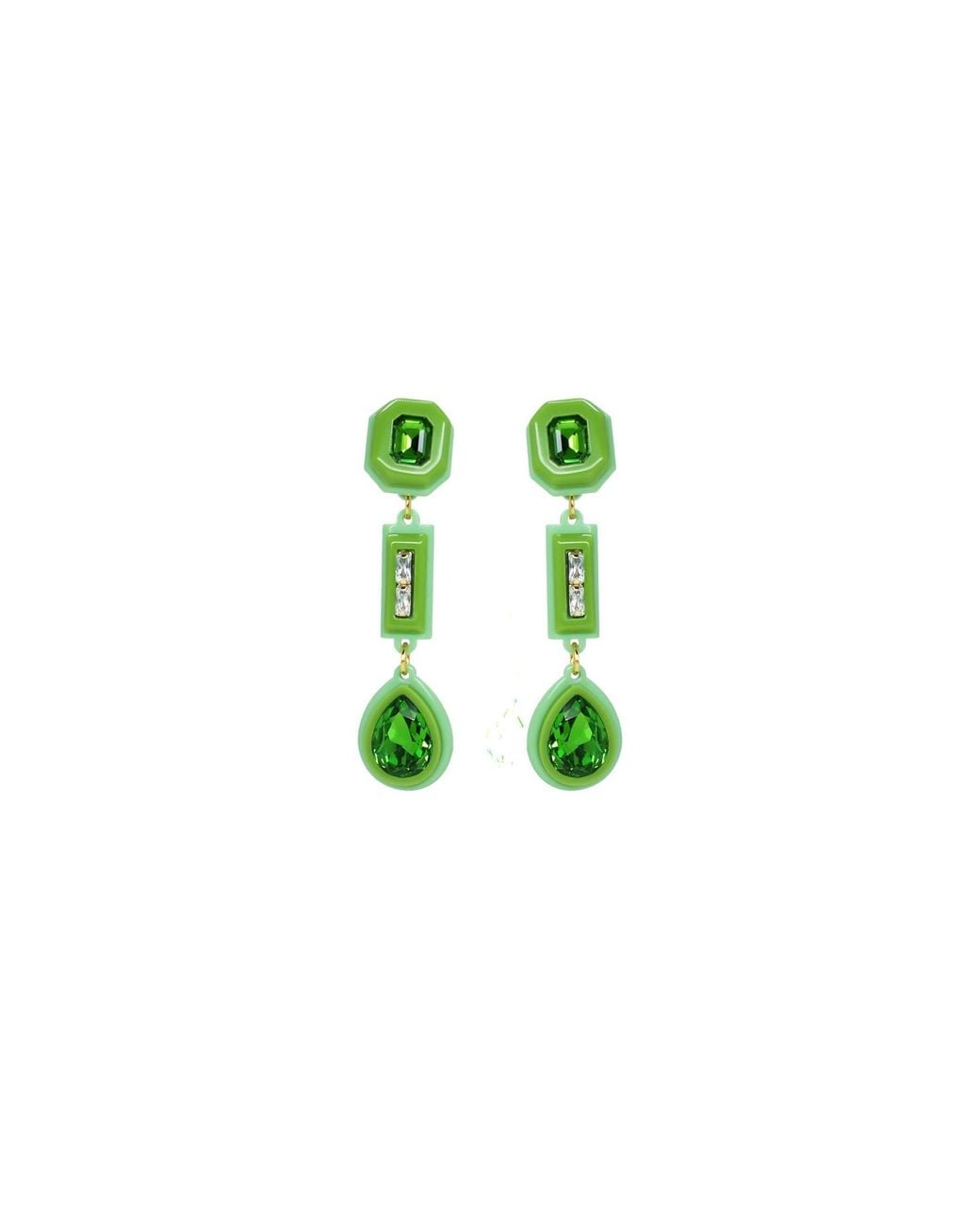 Gissa Bicalho Green Handmade Acrylic Earring Kit Stone Hoop And Pendant