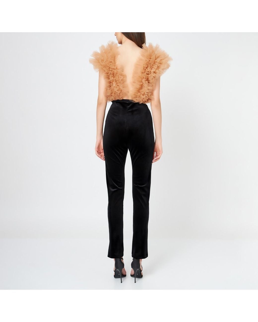 LIA ARAM Natural Neutrals Signature Ruffled Tulle Bodysuit