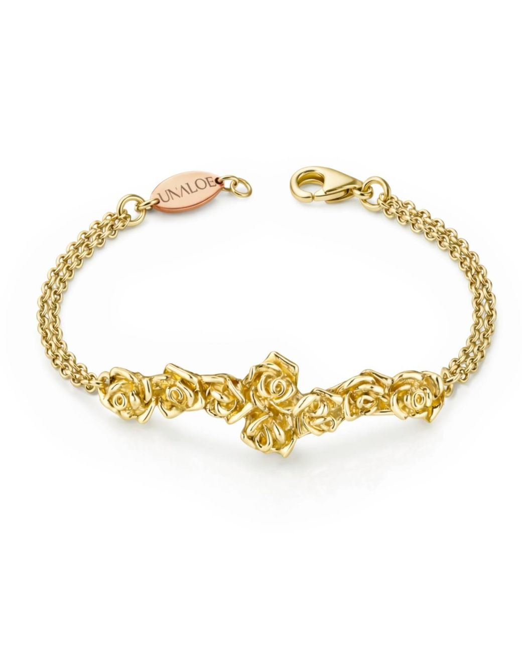 Unaloe Metallic Vermeil Rose Chain Bracelet Olimpic – Handmade Italian Floral Jewelry