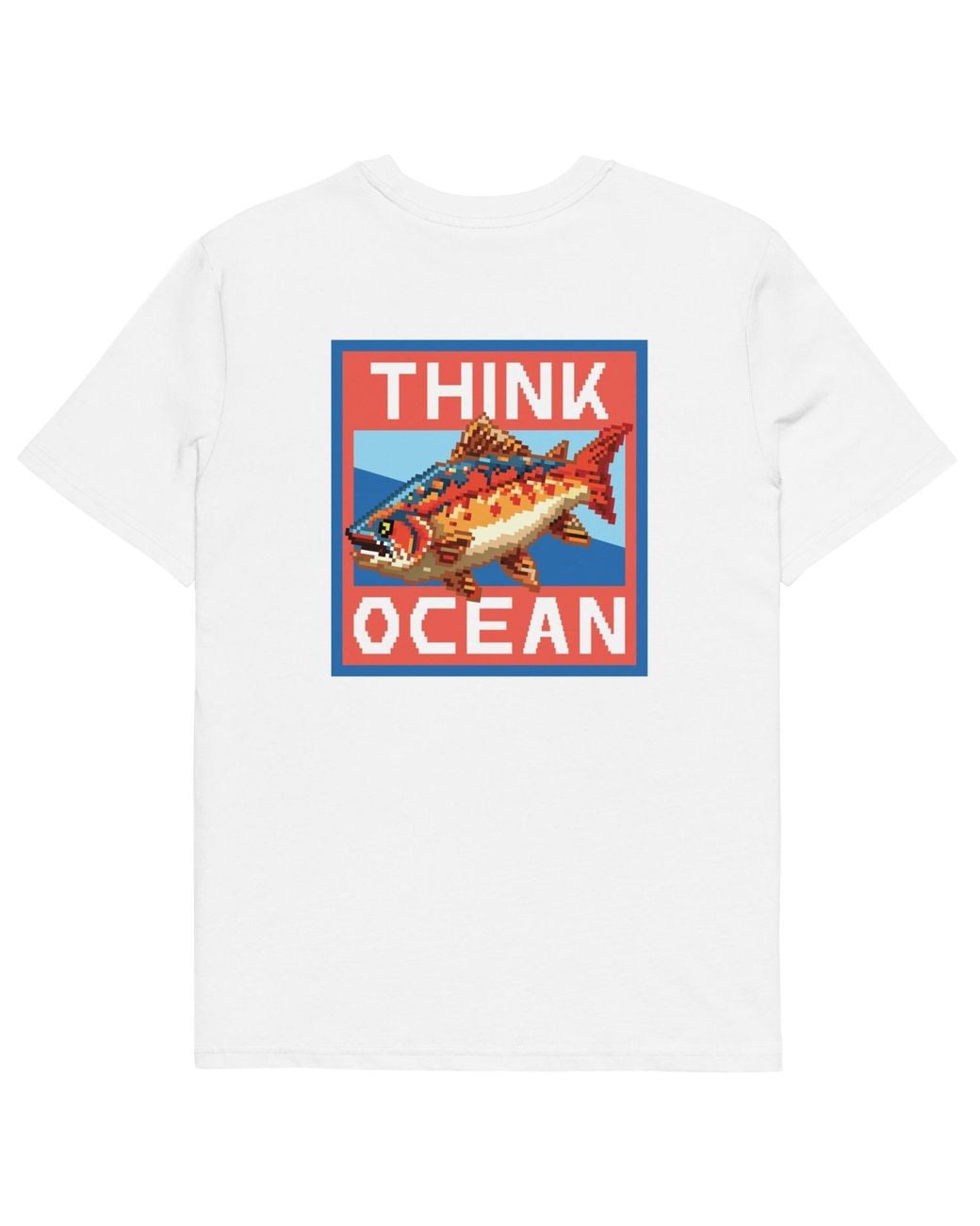 Anchor and Crew White Think Ocean Fish Pixel Art Organic Cotton T-Shirt