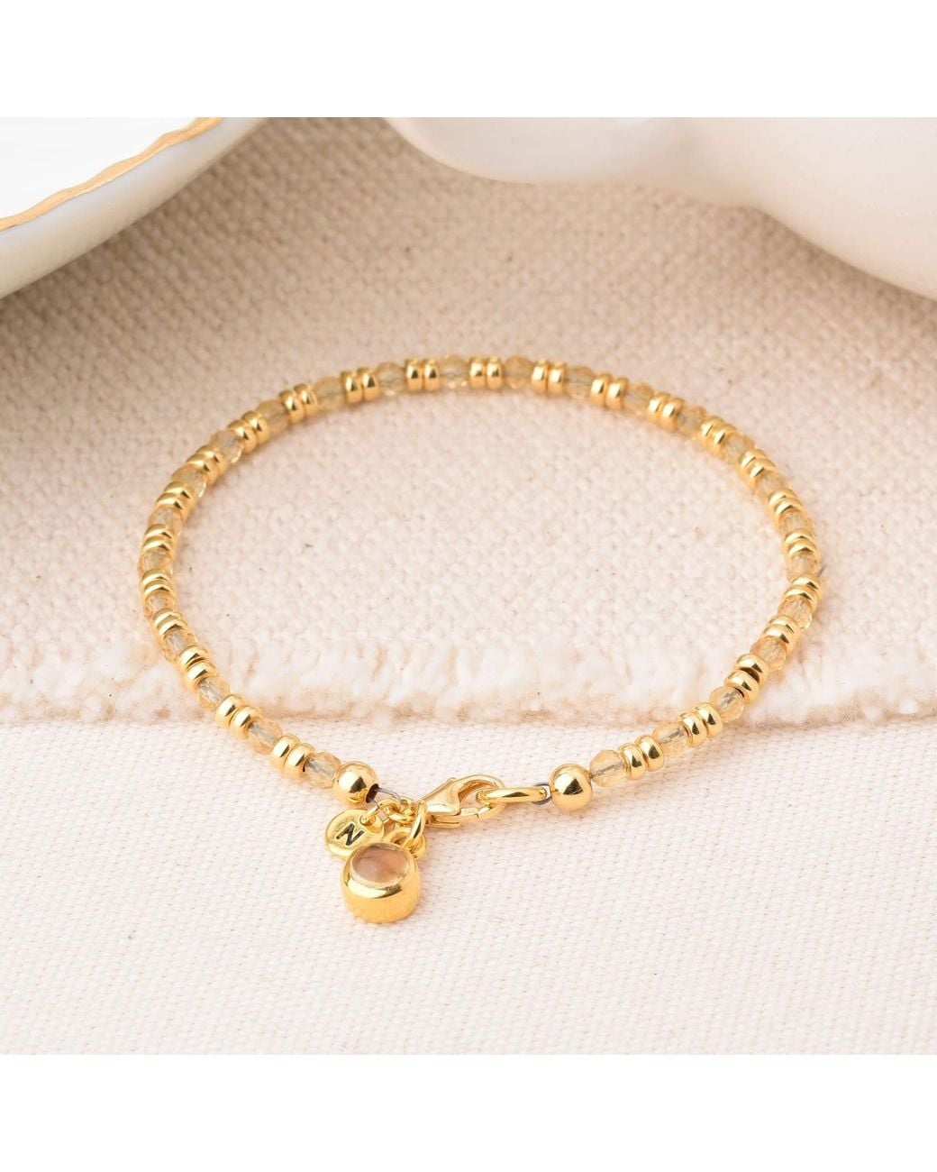 Nellou Jewellery Metallic Linear November Birthstone Bracelet Citrine Plated Sterling