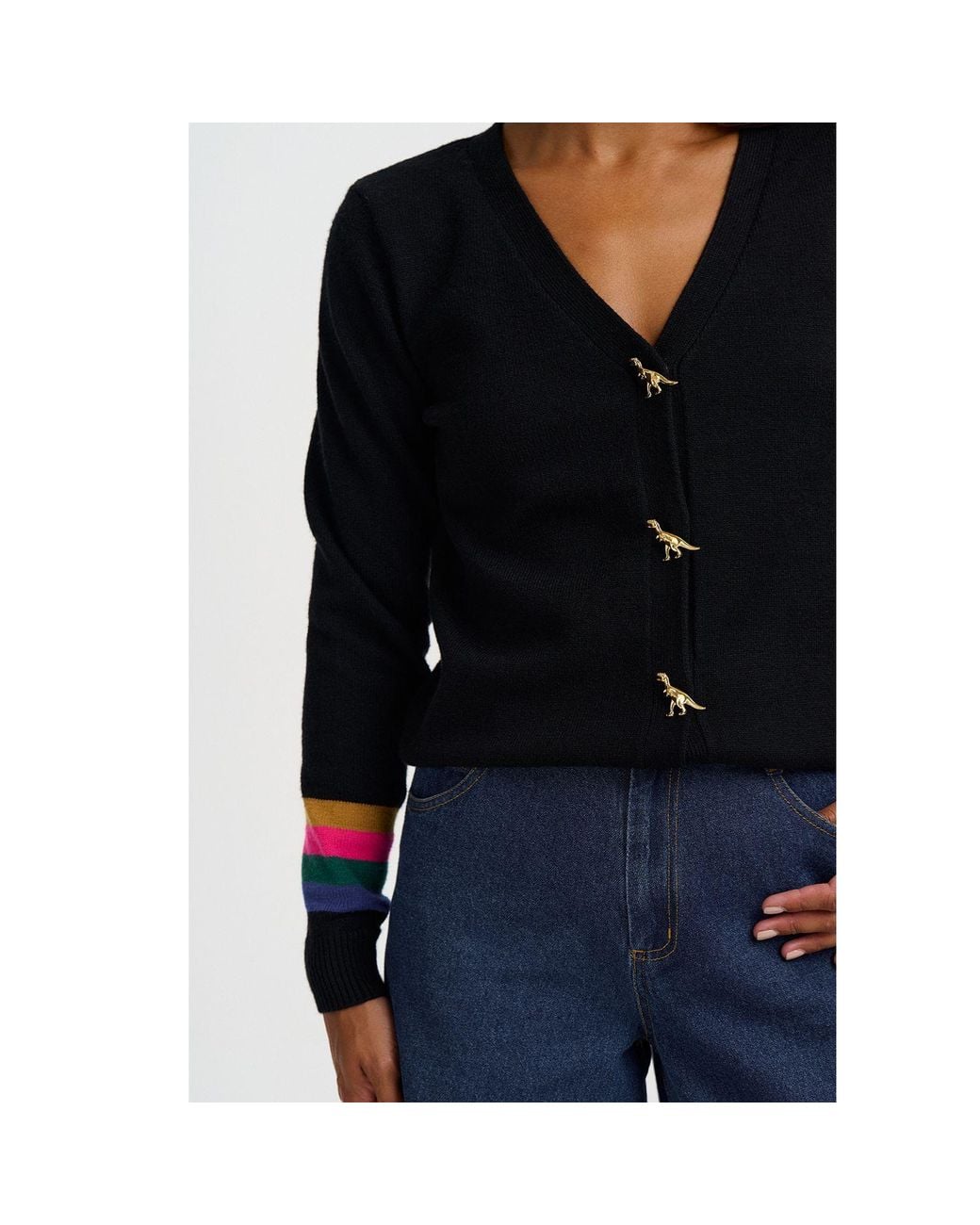 Sugarhill Black Jennifer Cardigan, Dinosaur Buttons