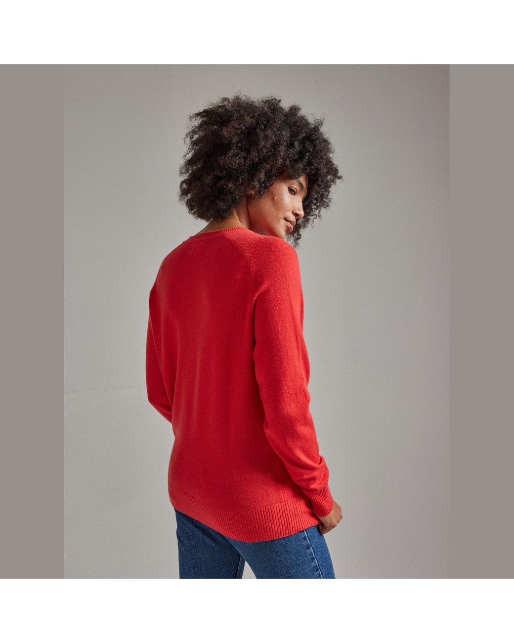 Salts Cashmere Red Split Crew Neck Sweater