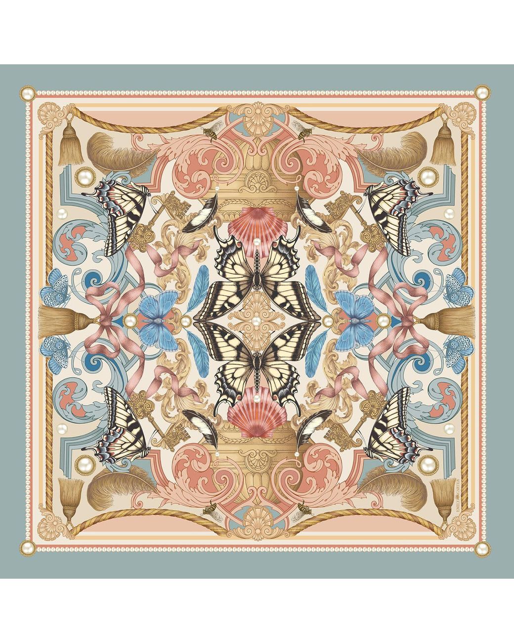 Emily Carter Metallic The Baroque Butterfly Silk Scarf