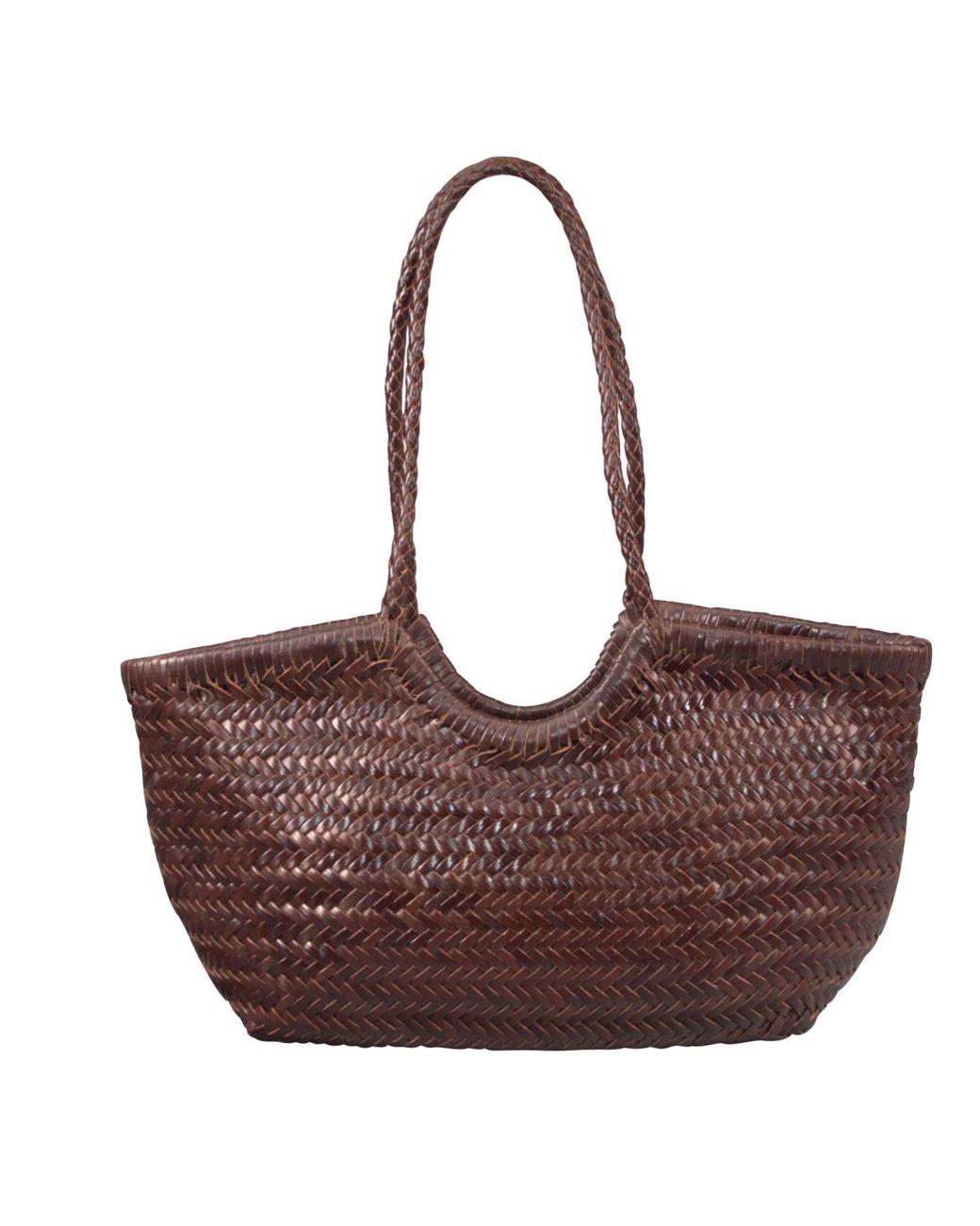 Rimini Brown Hand Weaving Leather Bucket 'Evelina'