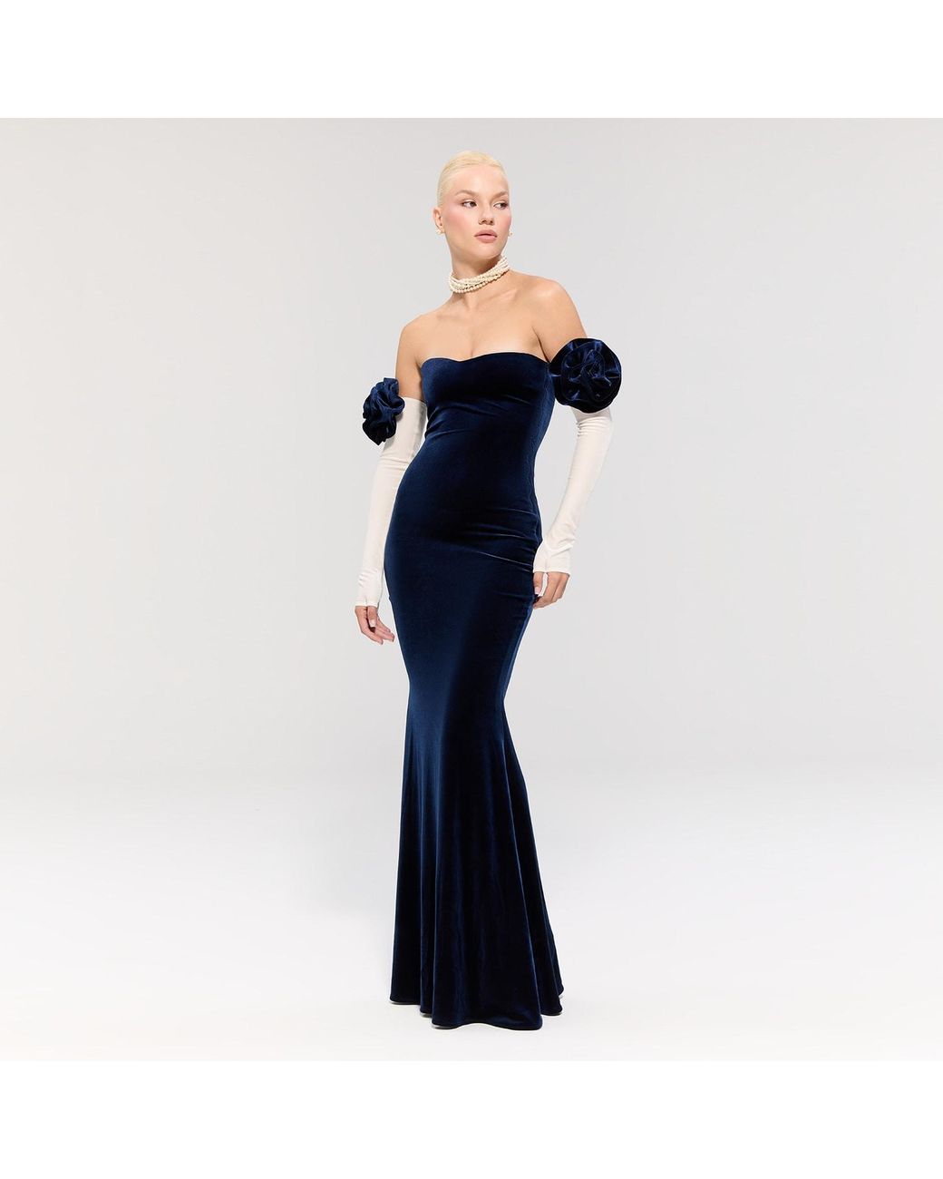 Nur Karaata Blue Versailles Rose N & W Gown