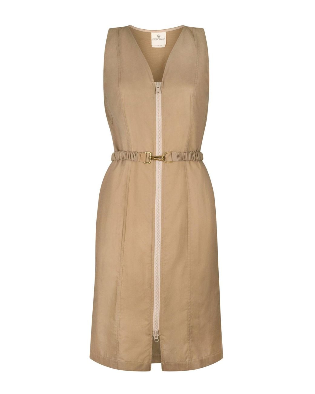 Gunda Hafner Ltd Natural Neutrals Cotton Sleeveless Dress With Belt
