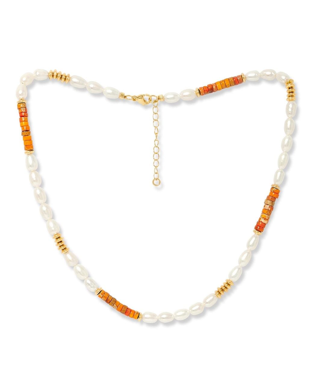 Pearls of the Orient Online Metallic Nova Oval Cultured Freshwater Pearls Necklace With Jasper & Beads