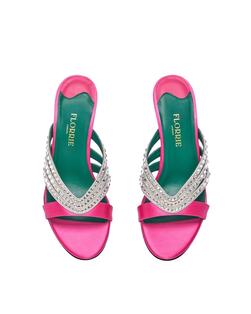 Florrie Pink Roro 75Mm Crystal And Satin Mule Azalea