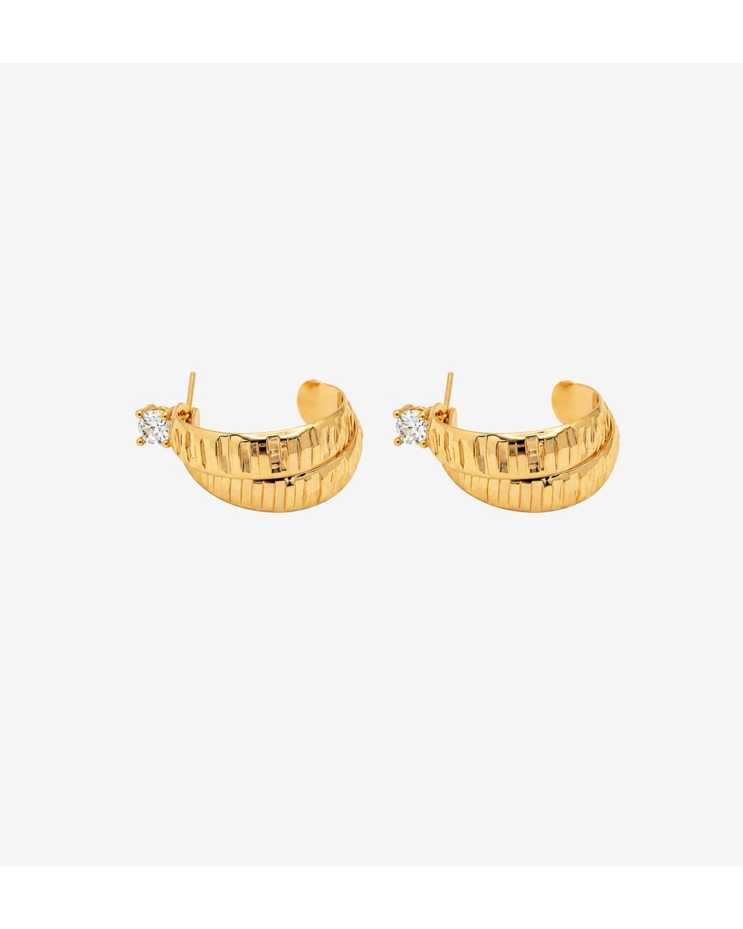 Uchi and Soto Metallic Kin Stone Sculptural Hoop Earrings