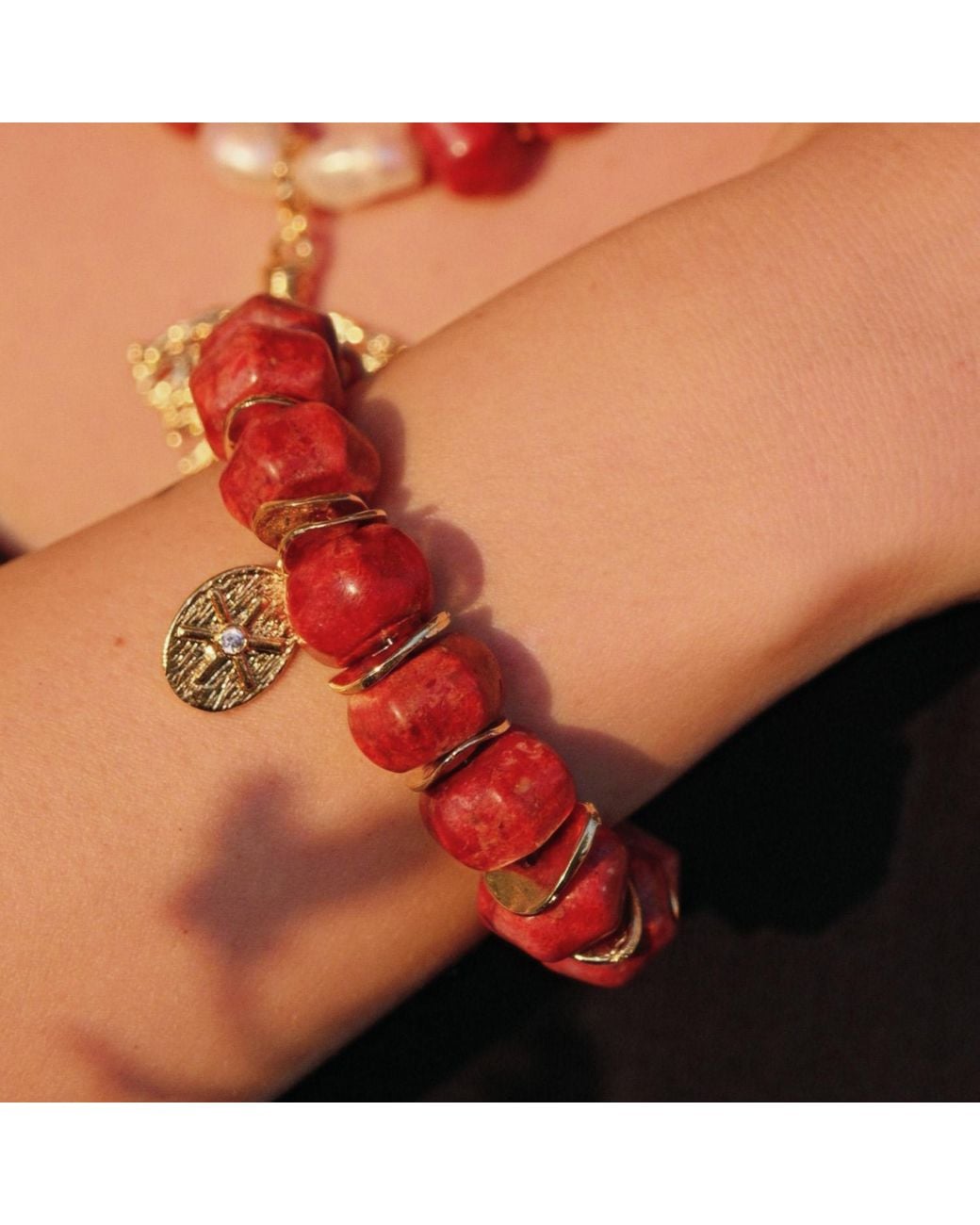 By Virgo Brown Mia Coral Beaded Bracelet