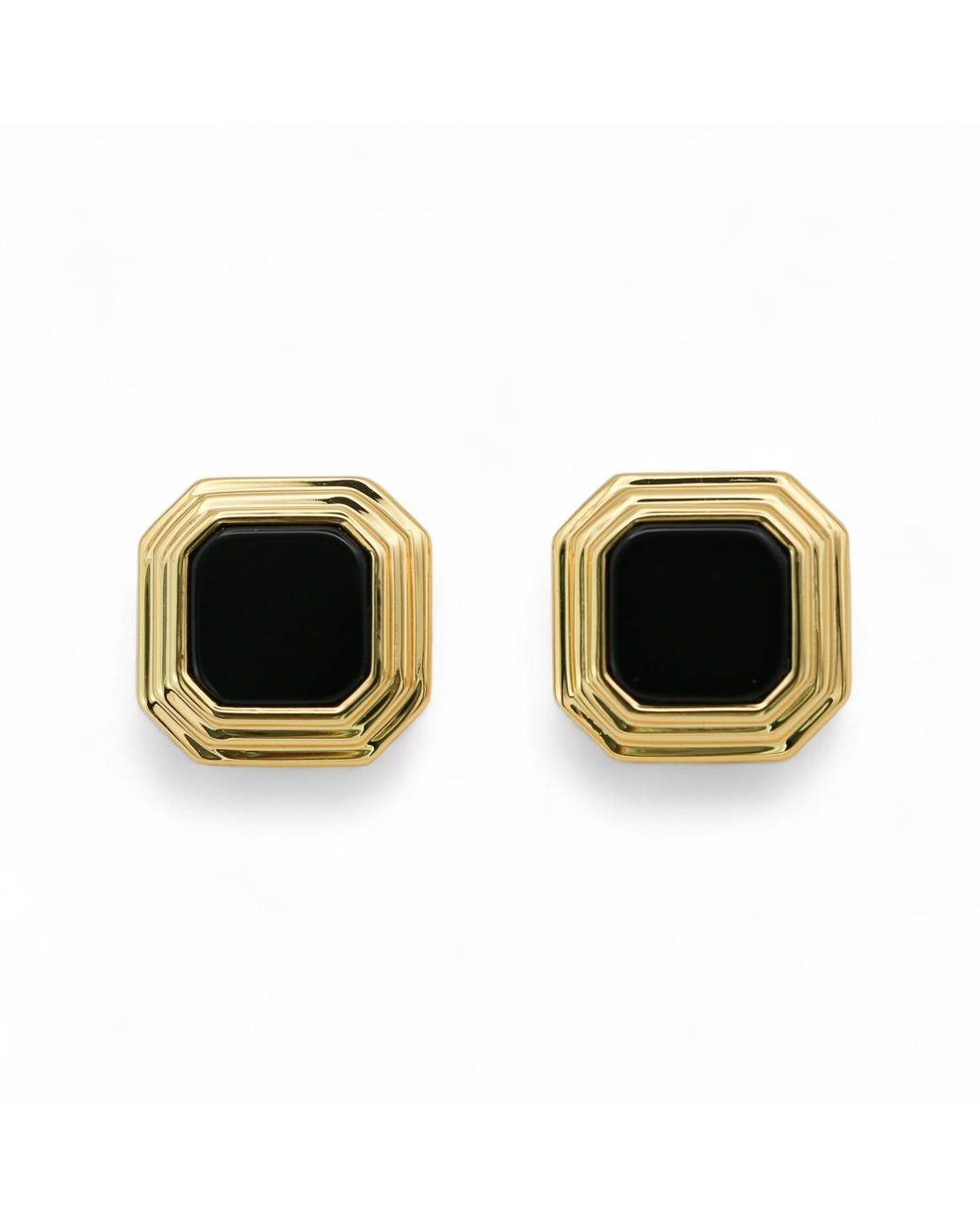 Miss Cecilia Metallic Onyx Deco Studs