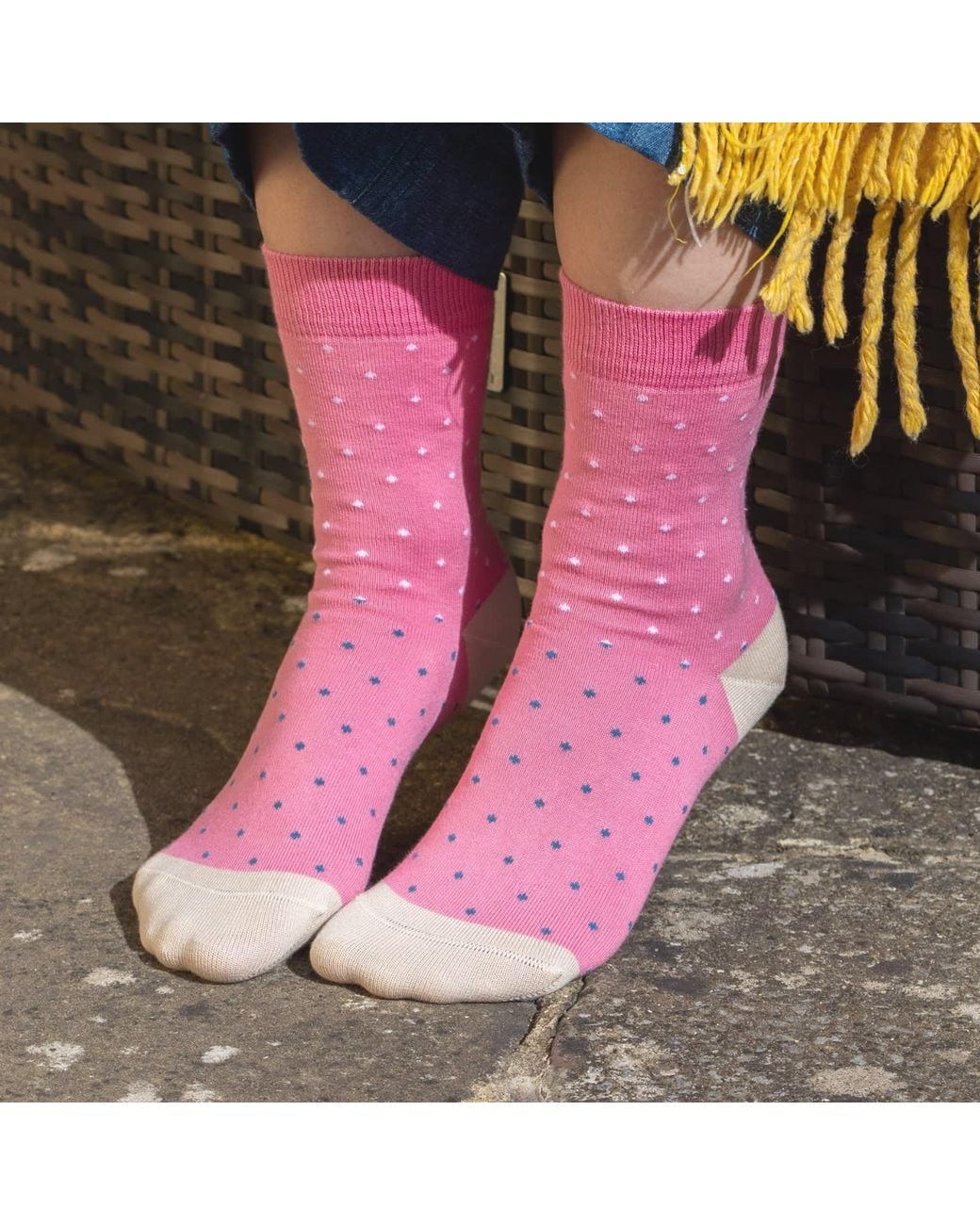 Peper Harow - Made in England Pink Pin Dot Socks