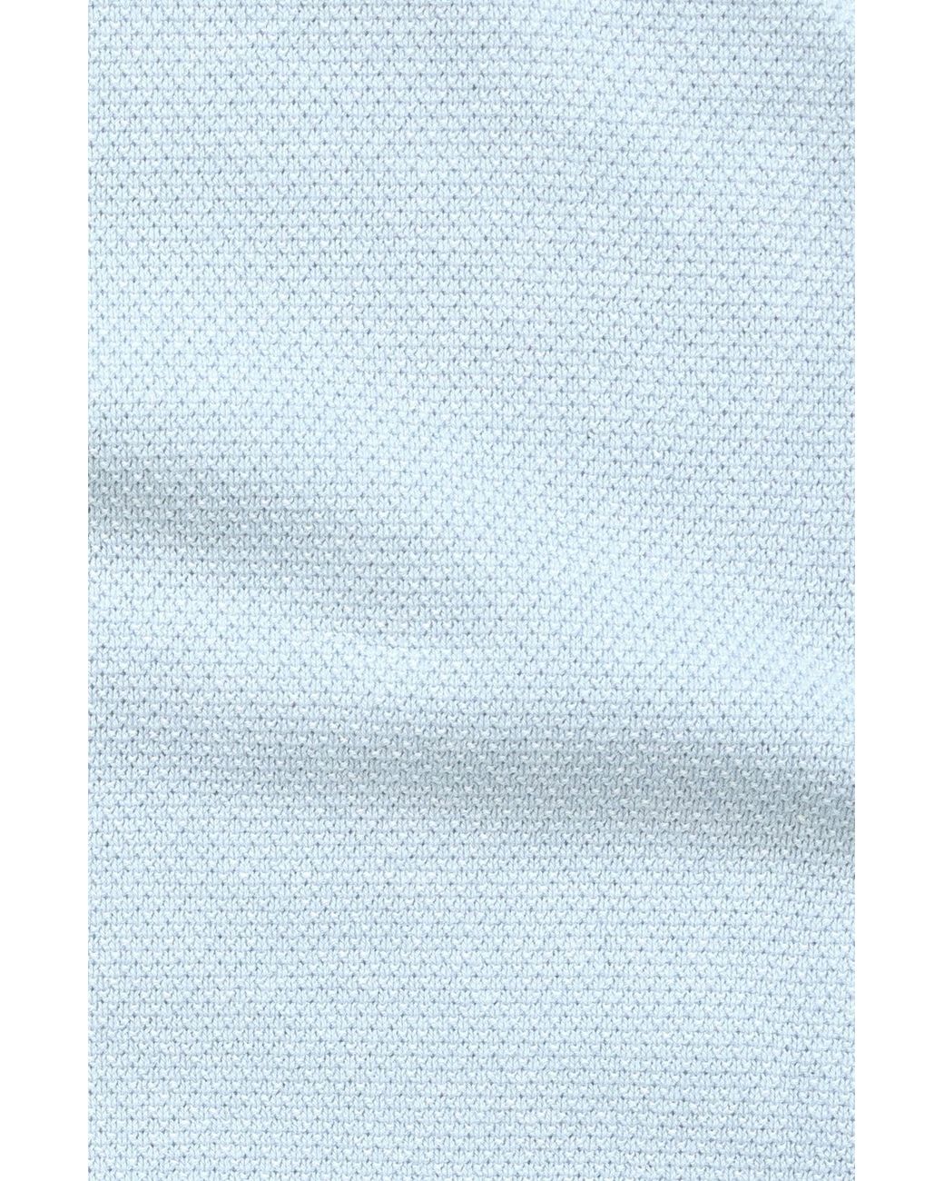 Paul James Knitwear Blue Lightweight Cotton Pietro Two Tone Textured Polo Shirt for men