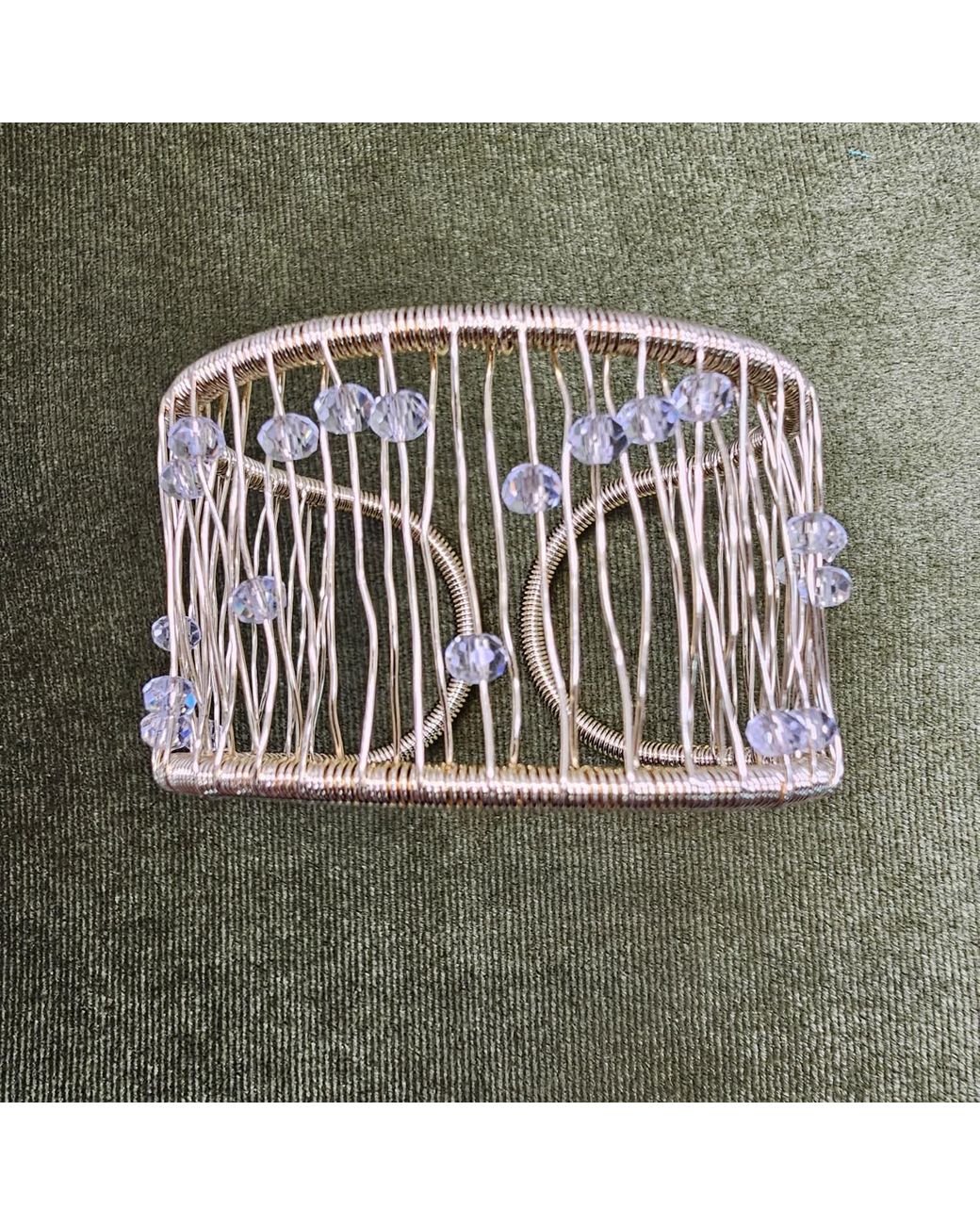 Farra Metallic Hand Crafted Crystal Beads Statement Cuff Bracelet