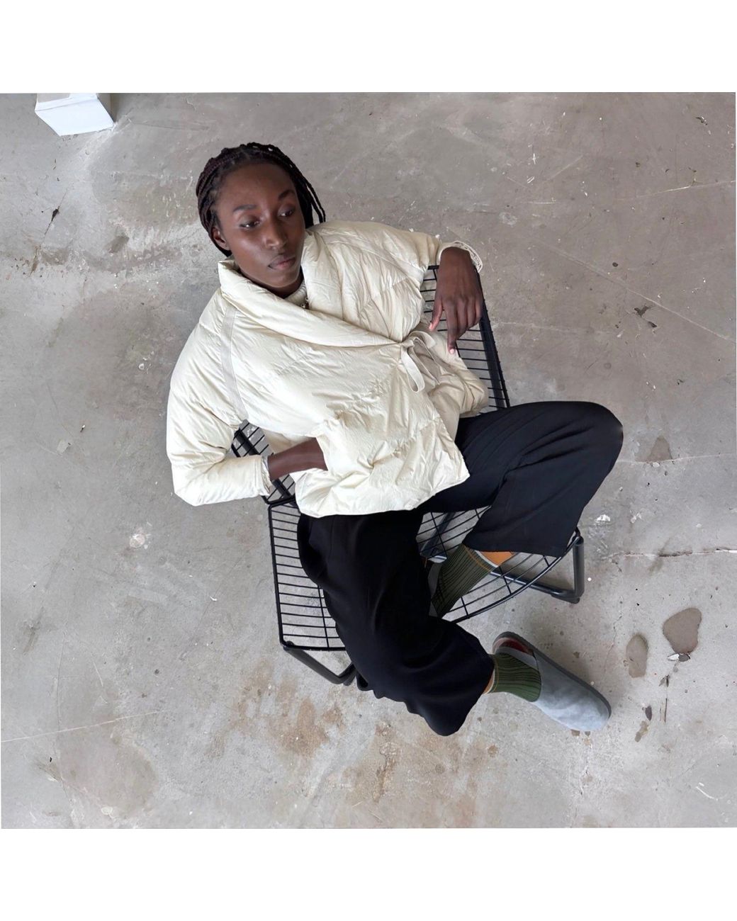 London Atelier Byproduct Natural Neutrals Quilted Wrap Down Jacket