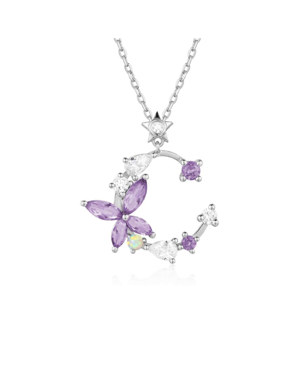 Azura Jewelry New York Metallic Monarch Butterfly Amethyst Opal Necklace Vermeil