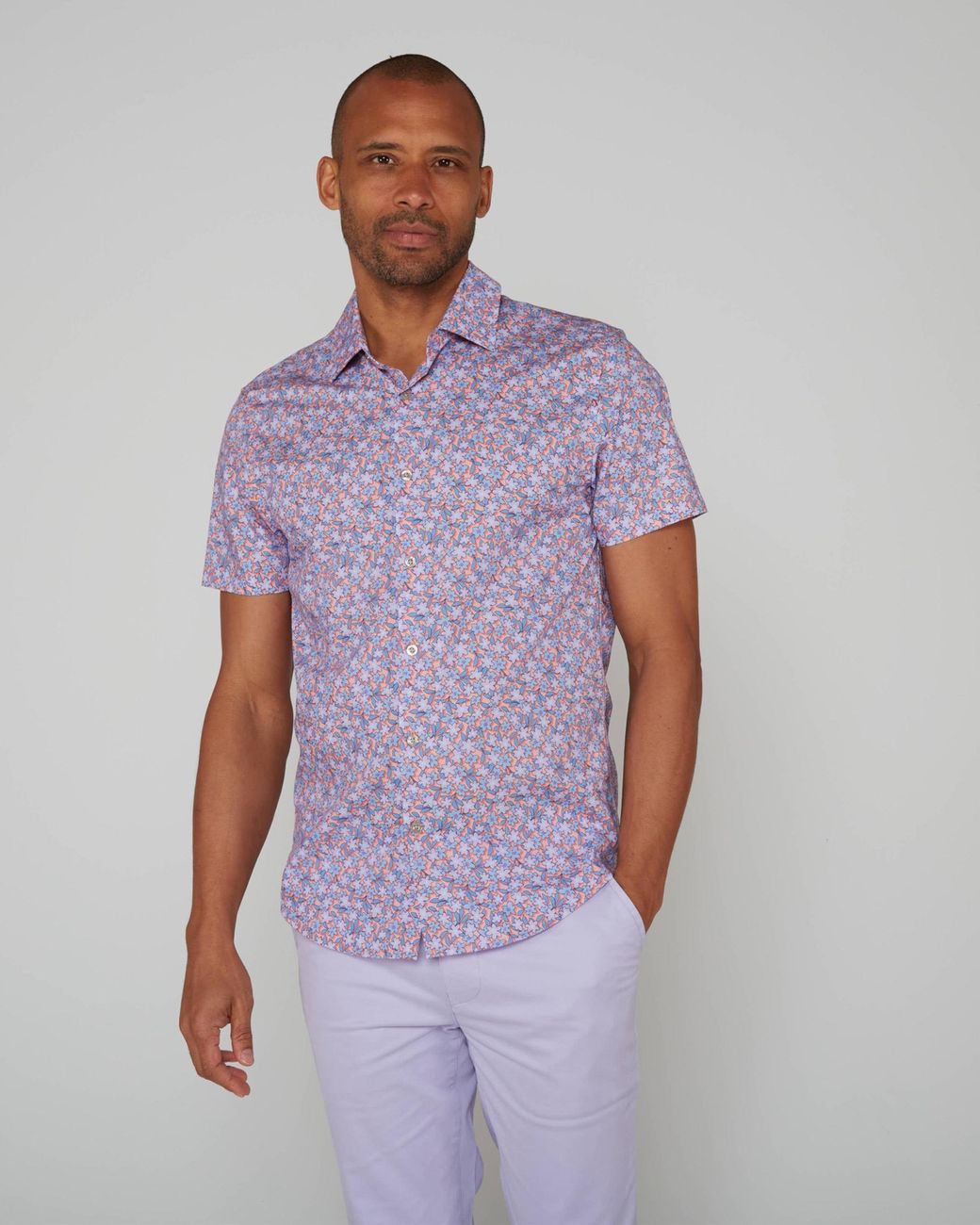 Lords of Harlech Purple Scott Lawn Shirt for men