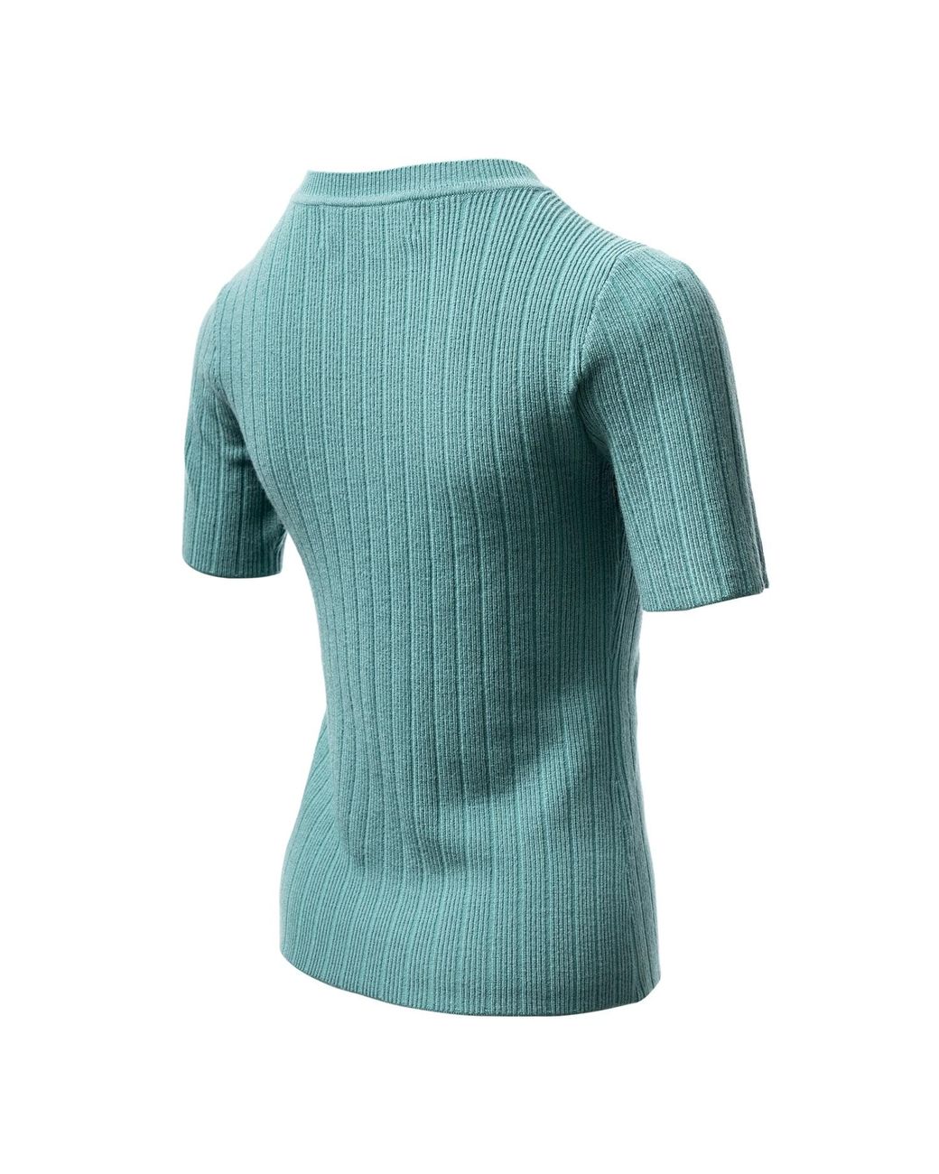 Fully Fashioning Green Billy Sweater Short Sleeve Knit Top