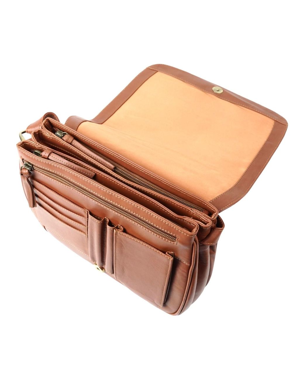Lloyd Baker Brown Nahan Flap-Over Leather Crossbody Bag
