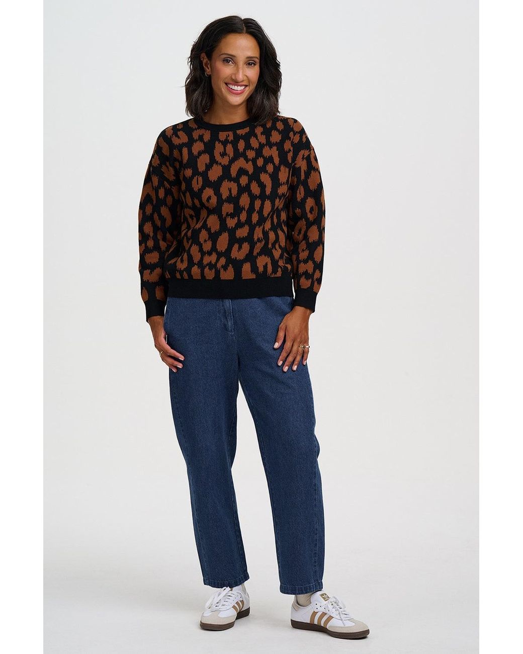 Sugarhill Black Myla Sweater Leopard