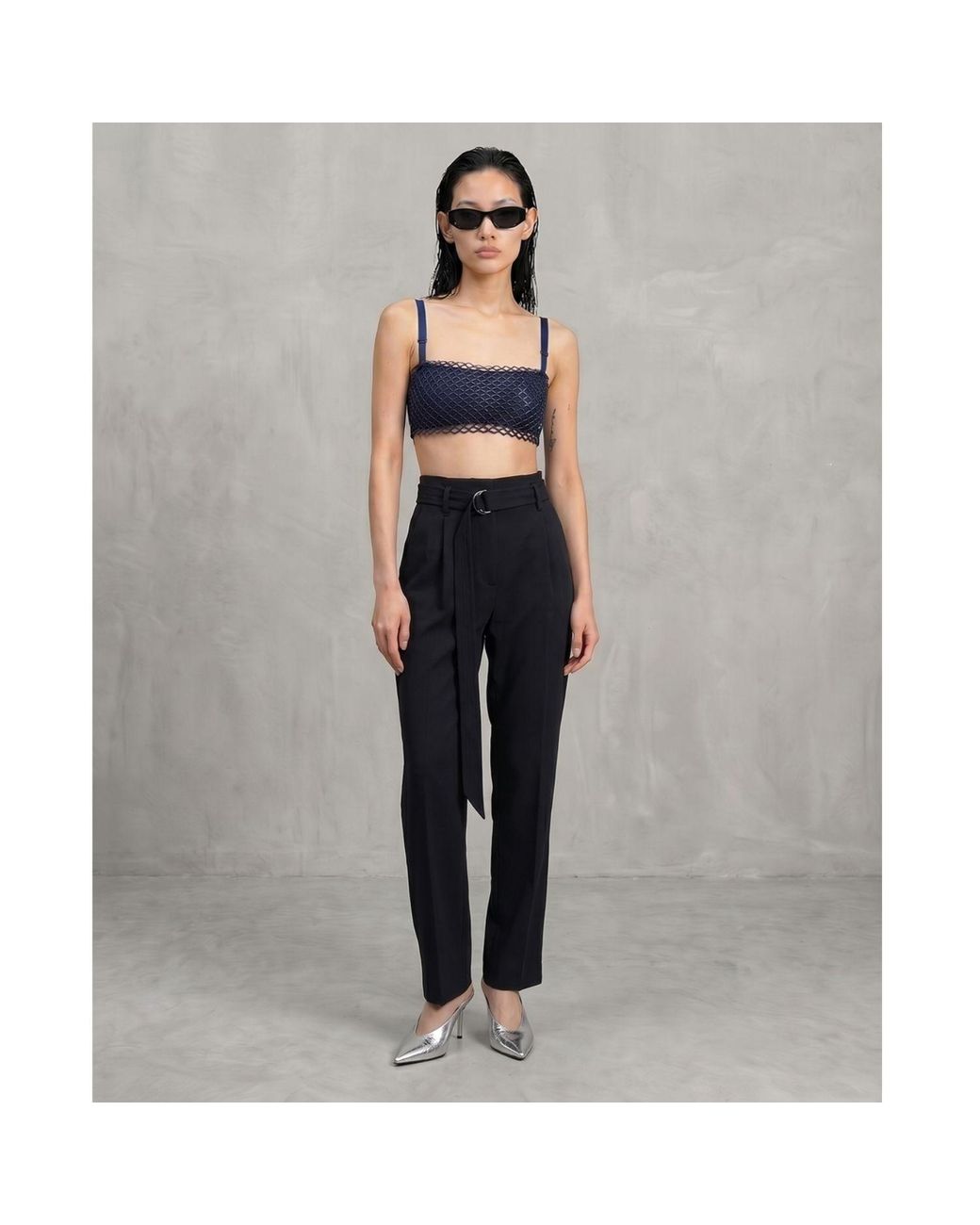 Monzlapur New York Black Crepe High-Waisted Pant