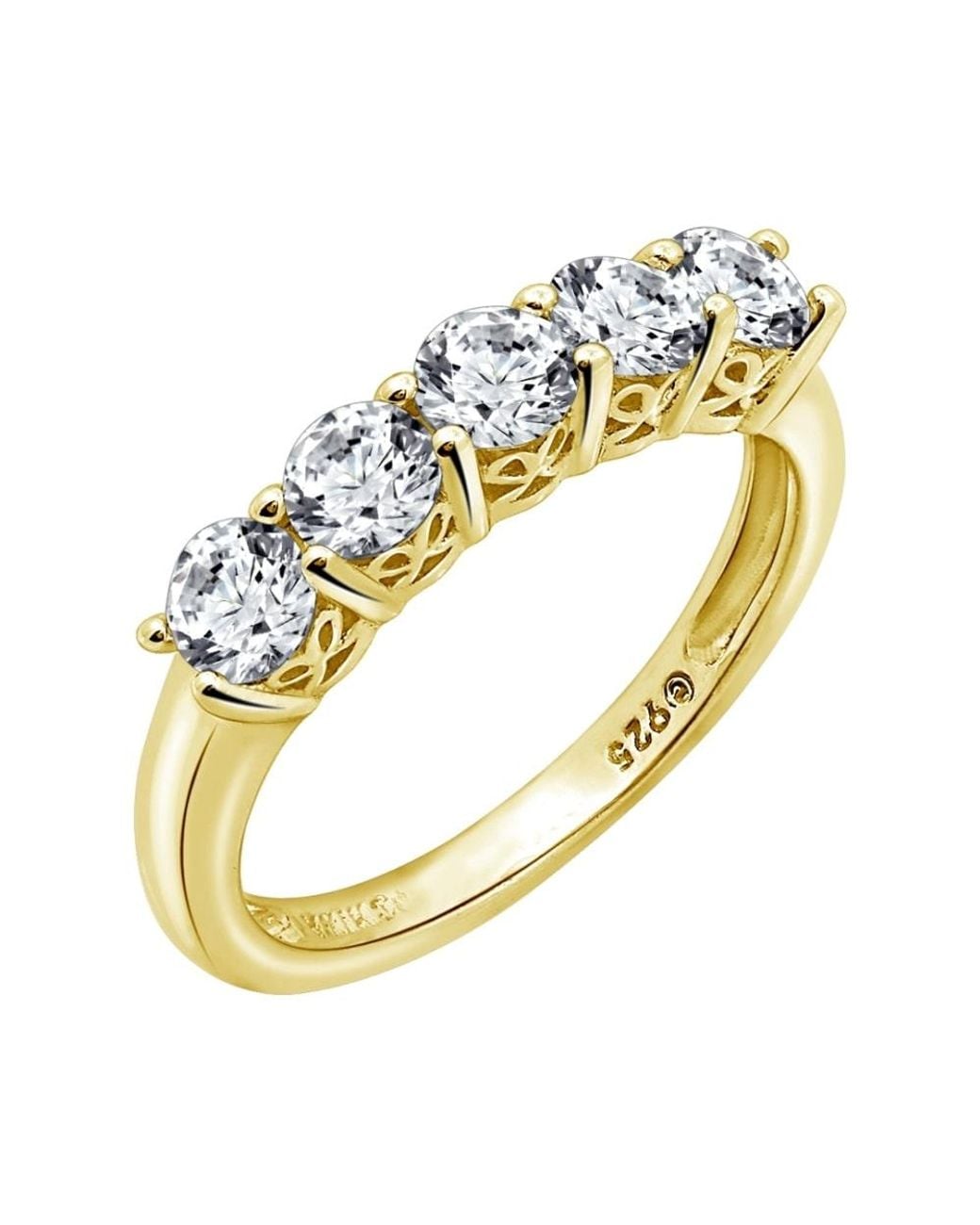 Diamonbliss Metallic Round Cut 4Mm Prong Set Five Stones Ring