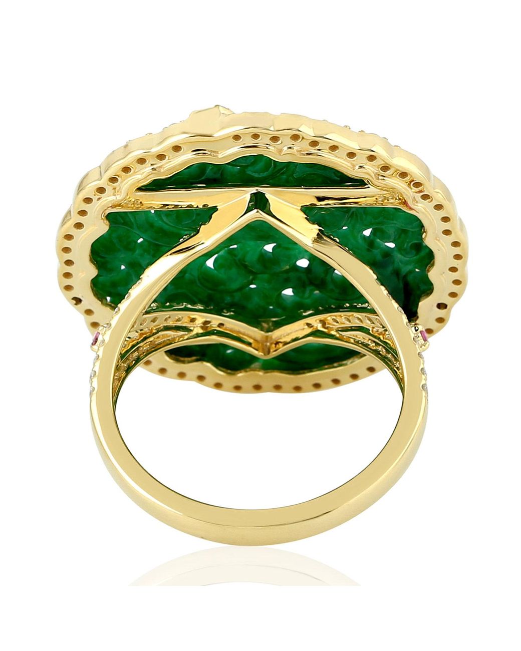 Artisan Green Carved Jade Diamond & Sapphire Butterfly Ring