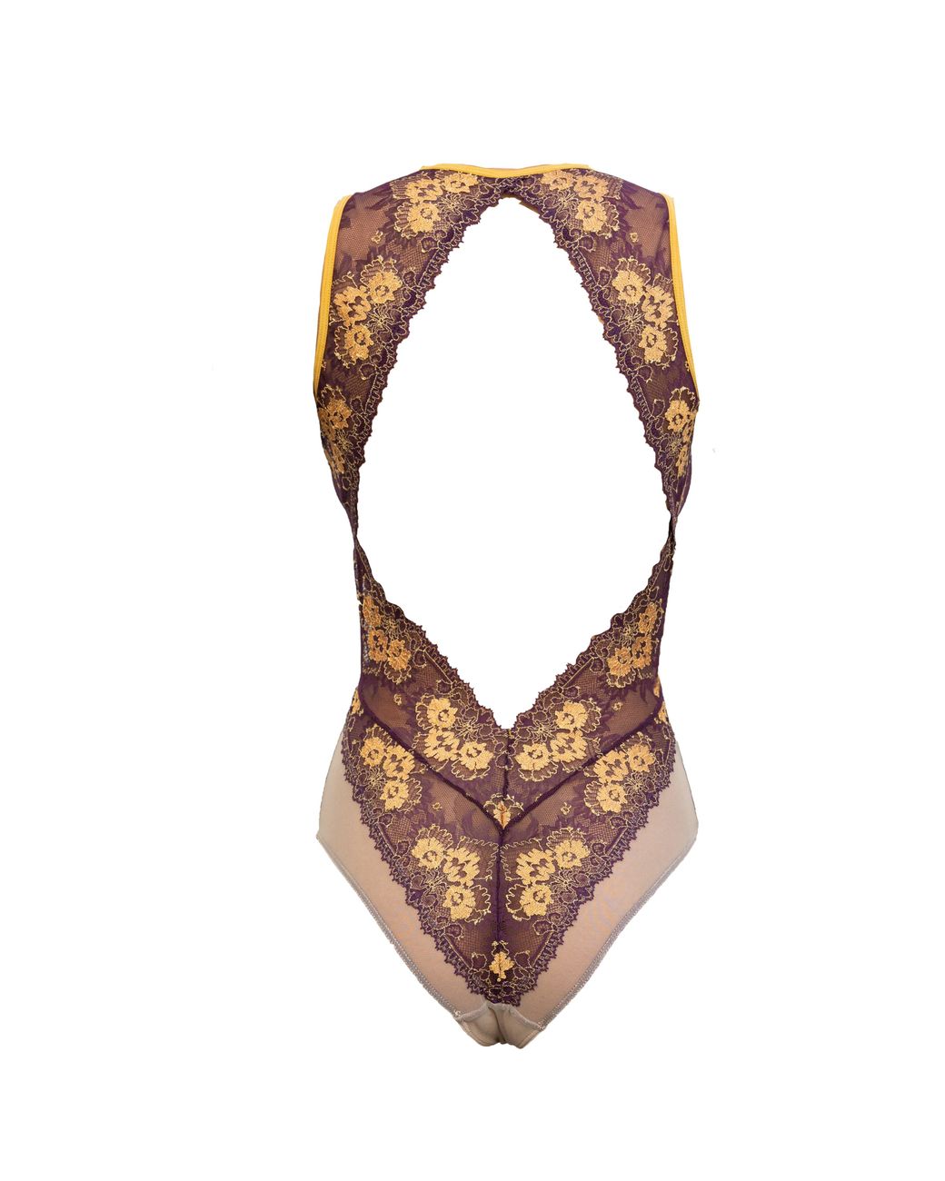 Carol Coelho Brown Babylon Exquisite Lace & Tulle Bodysuit