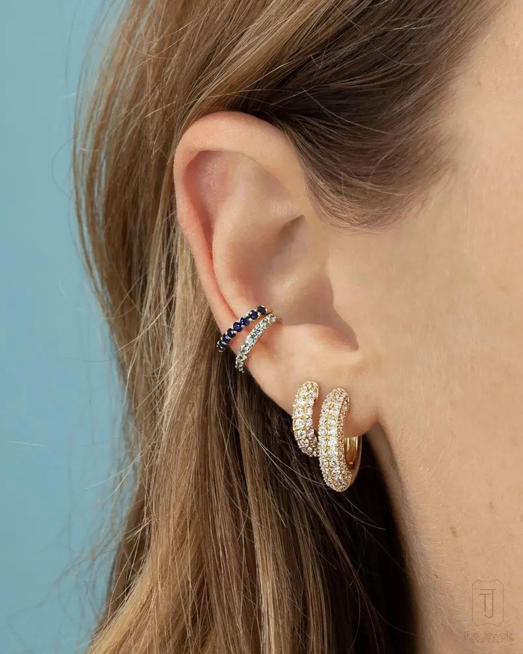 The Jewelz Metallic 'Trinity Glow' 925 Huggies Earrings