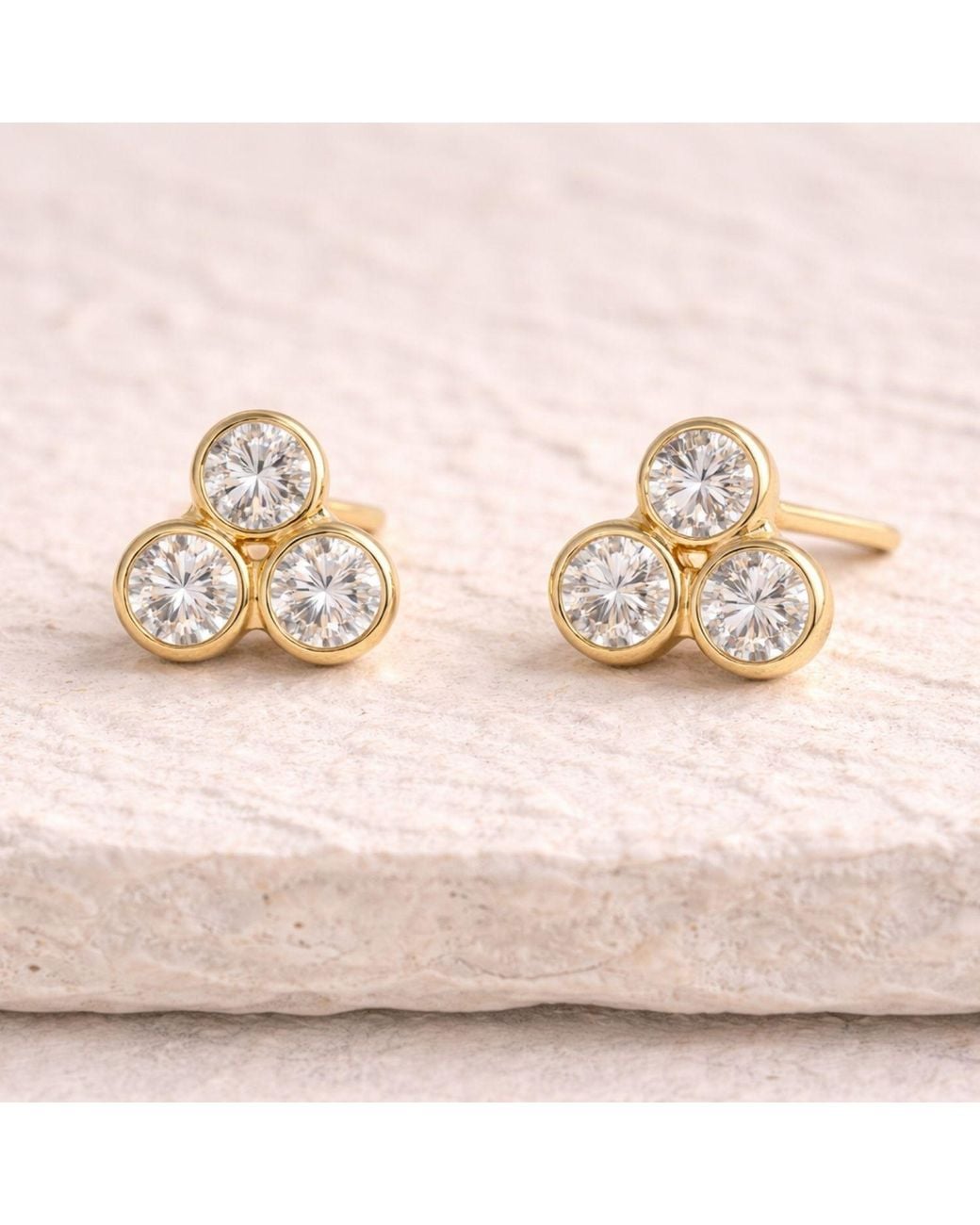Lily Flo Jewellery Metallic Trio Diamond Studs