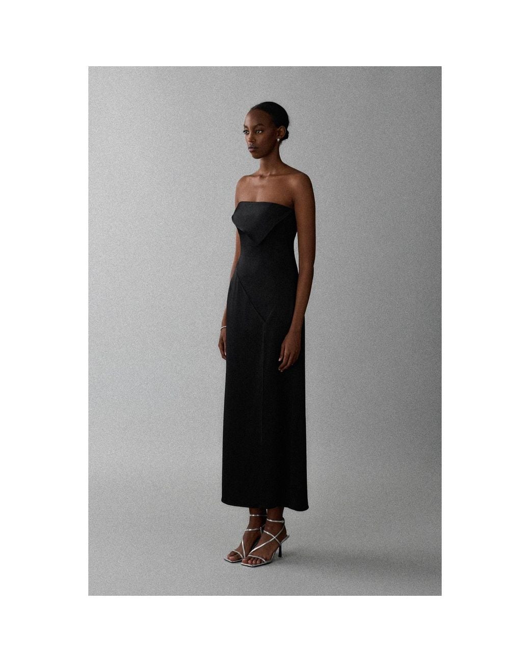 Aisl Black Strapless Fold Bodice Maxi –