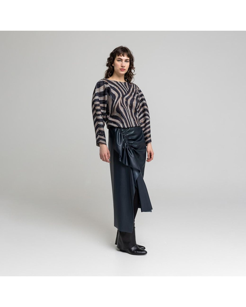 ARTISTA Blue Celeste Gathered Midi Skirt