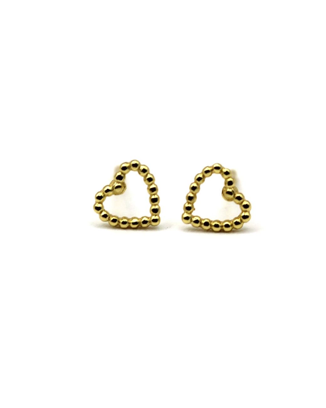 VicStoneNYC Fine Jewelry Metallic 14K Bubble Cute Heart Solid Earrings