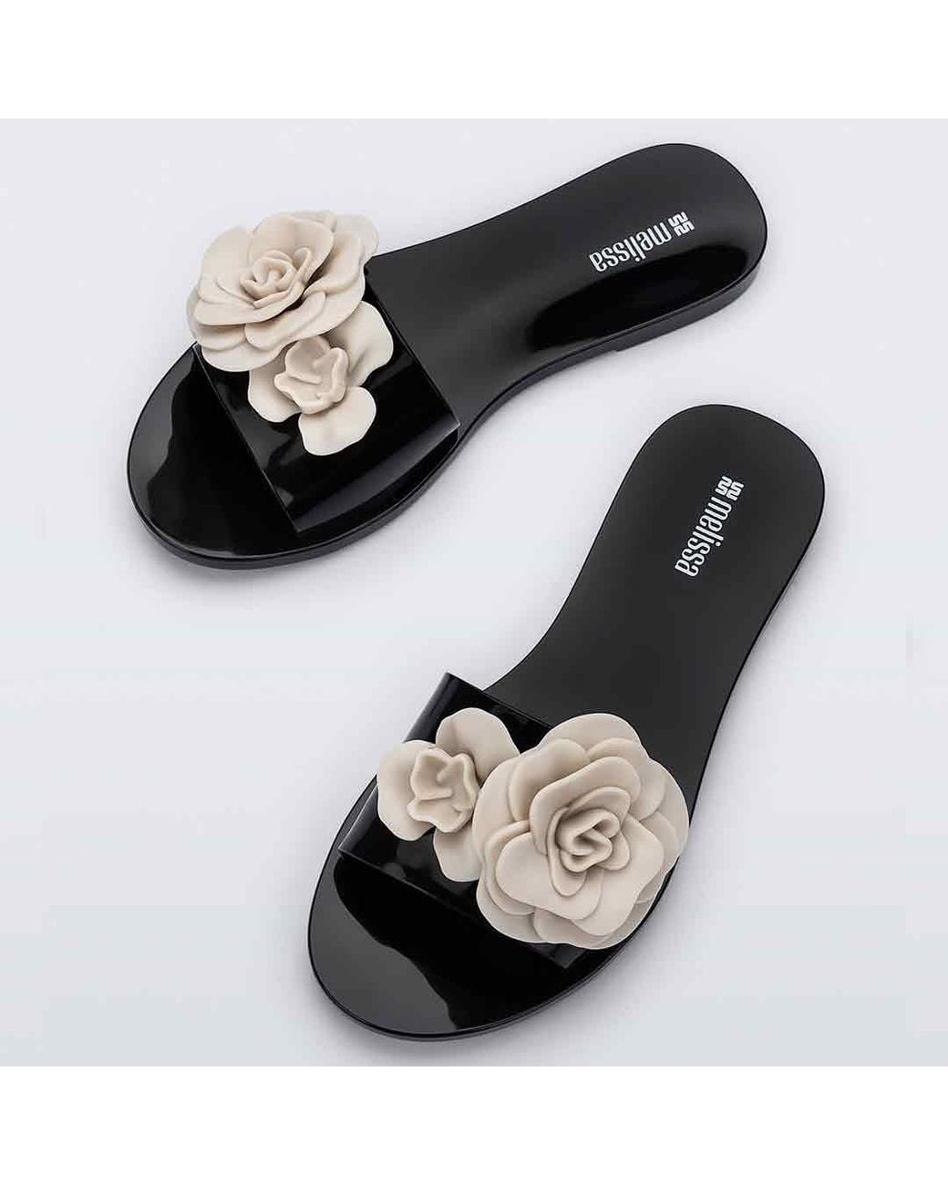 Melissa Black Babe Petals Flat Slides