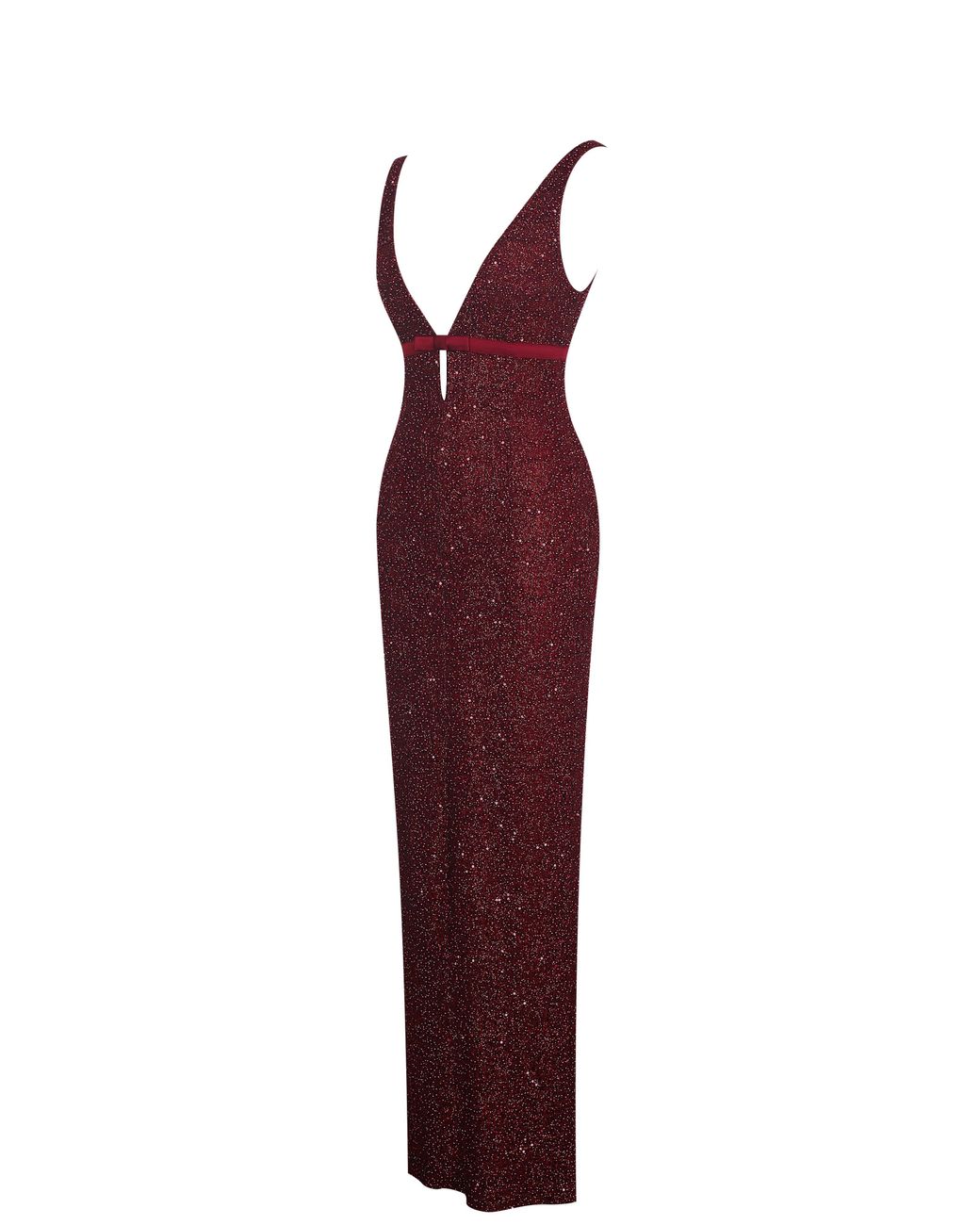 Miss Circle New York Red Elora Crimson Sequin Beaded Keyhole Maxi Dress