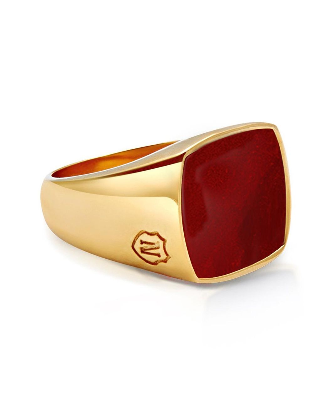 Nialaya Gold Signet Ring With Red Agate for Men | Lyst